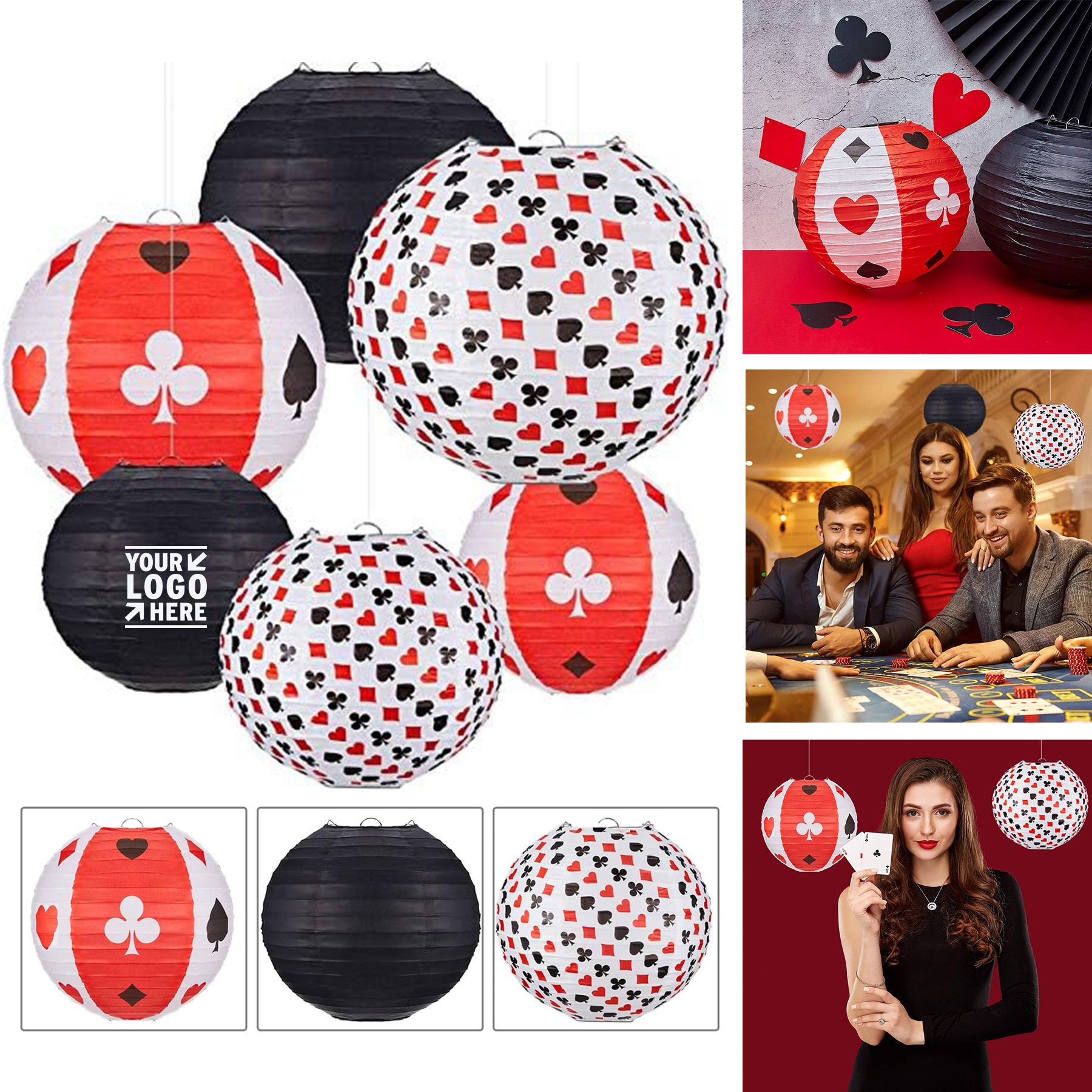 10" Casino Paper Poker Lanterns Themed Party Centerpiece Decoration
