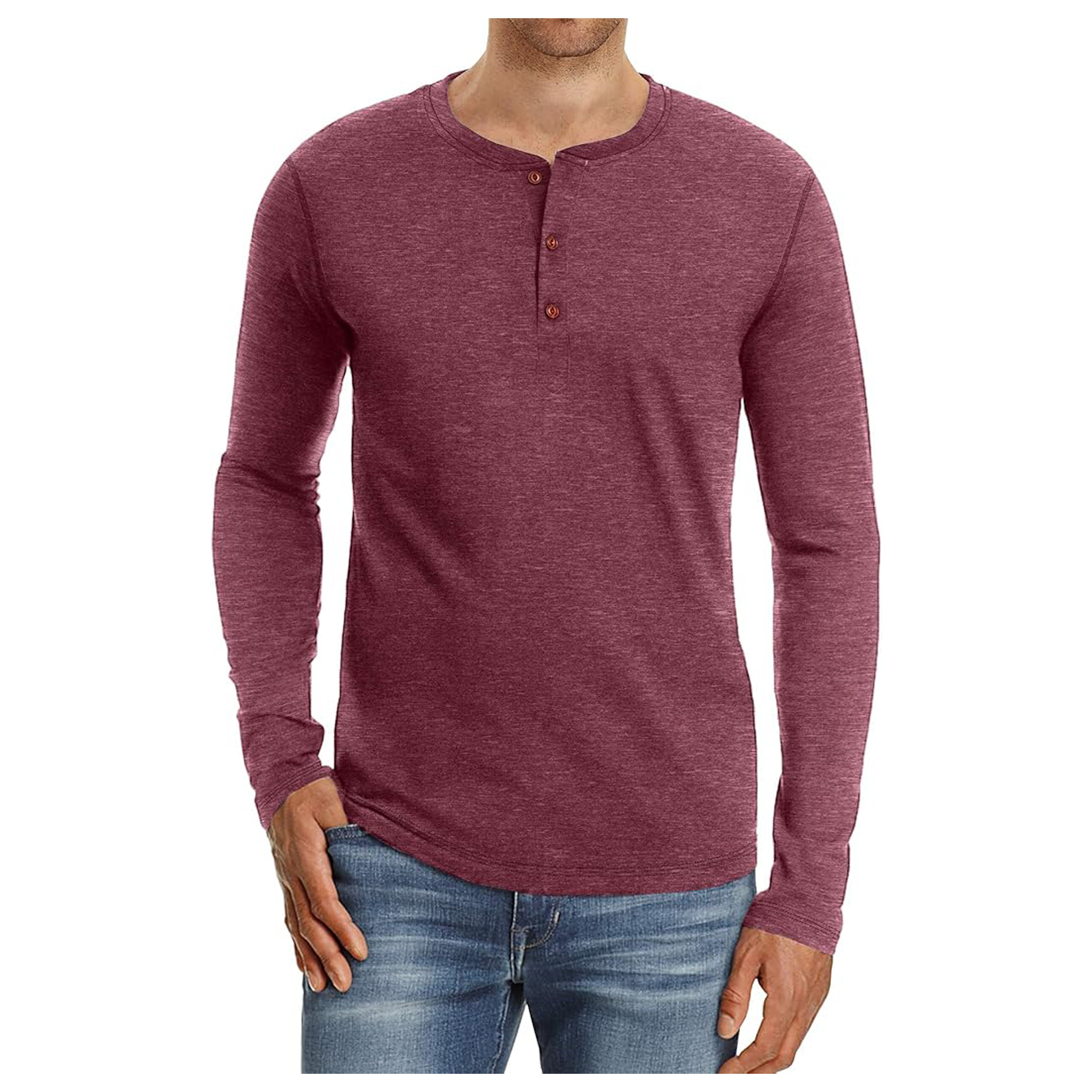 Men's Long Sleeve Henley Cotton T Shirts 10