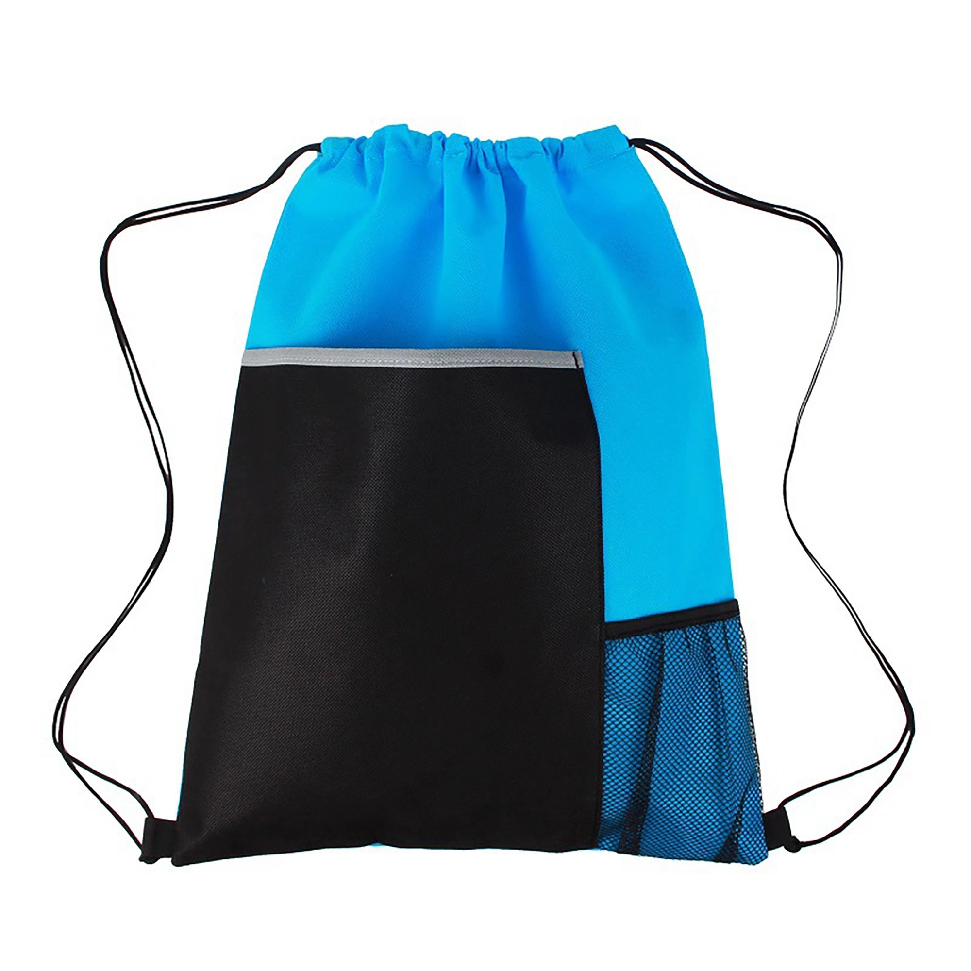 Mesh Pocket Sports Drawstring Backpack Bag 18