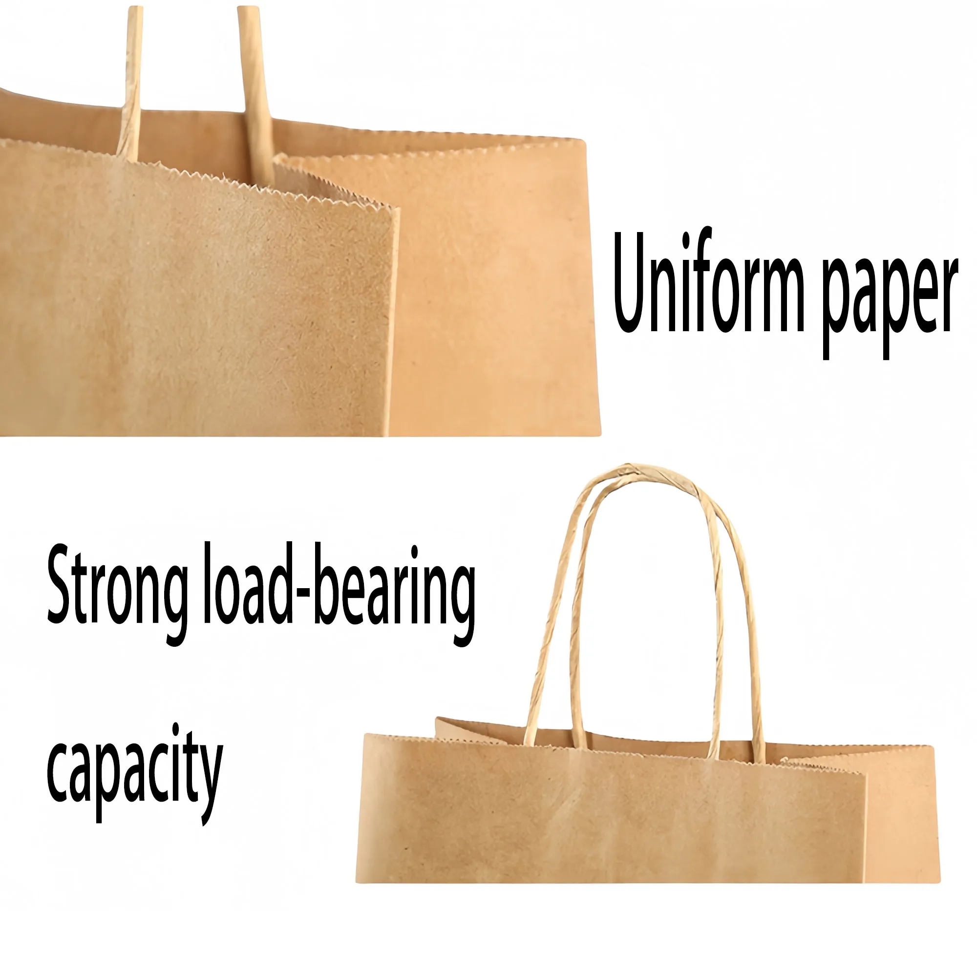 Premium Kraft Paper With Handles Takeout Carry Bags 3