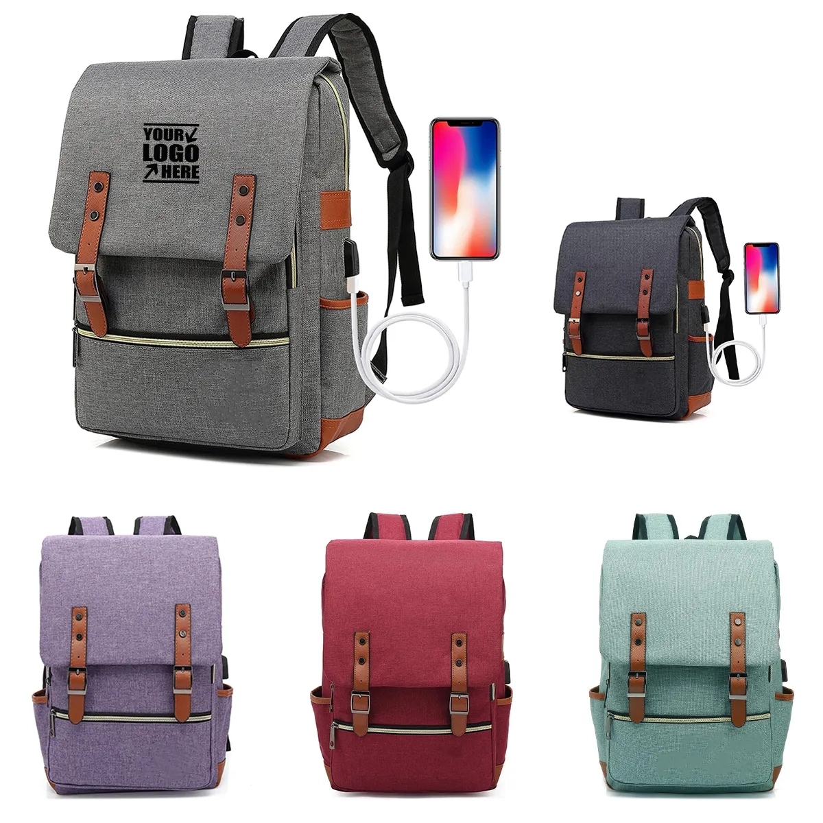 Customized 15.6inch Laptop Backpack with USB Charging Port 2