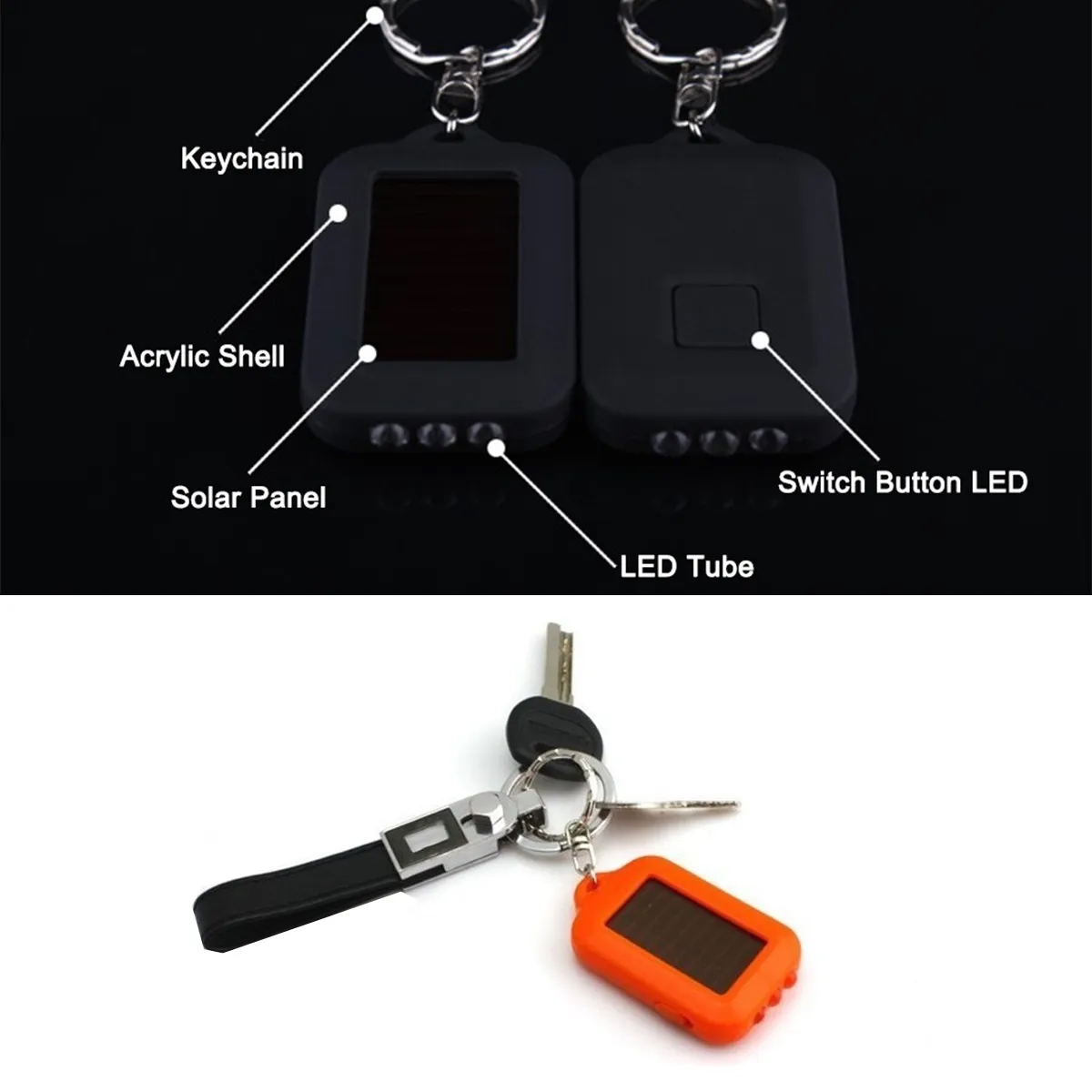 Camping Hiking Torch Solar Energy Power Mini LED Keychain 3