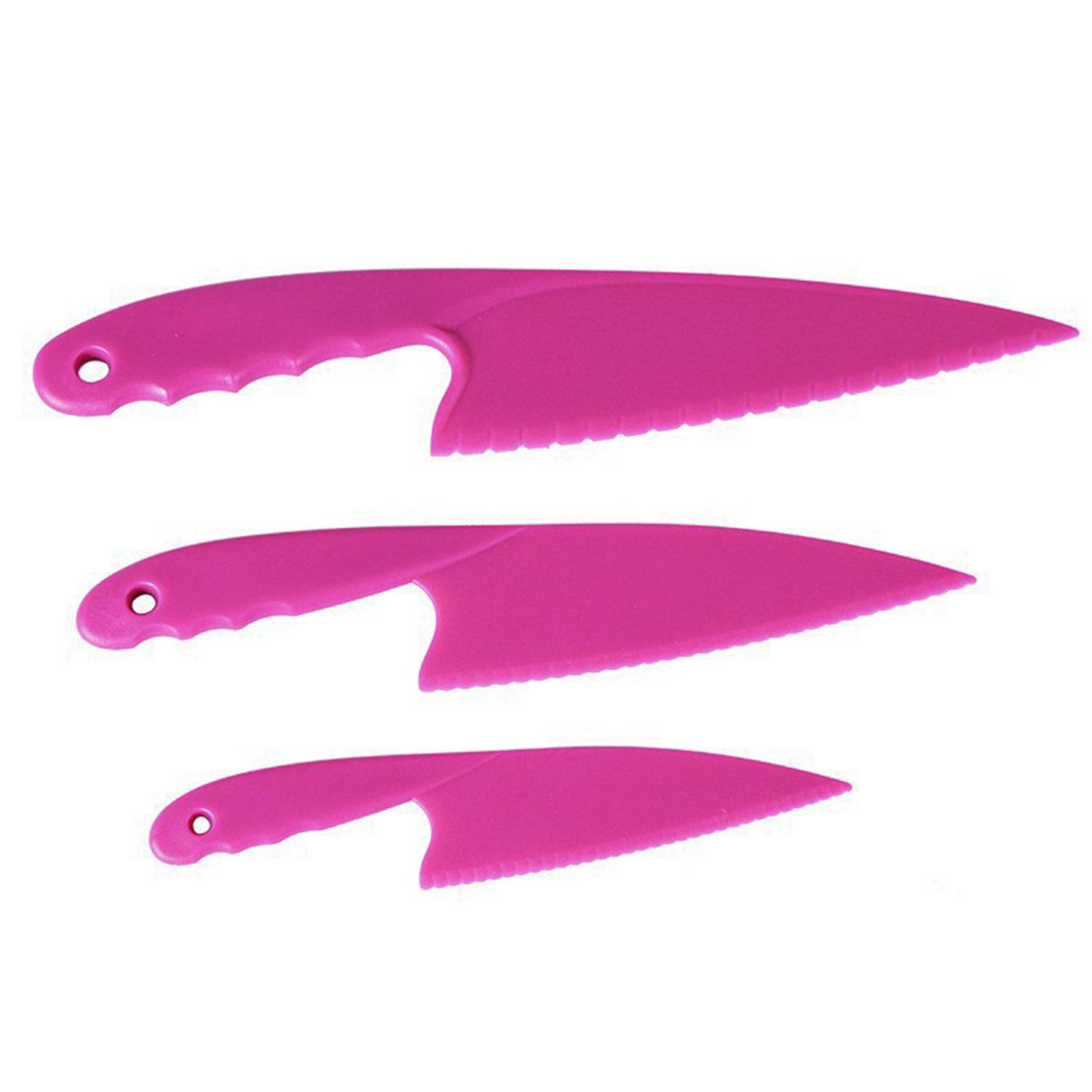 3-Pieces Plastic Cake Knife w/ Serrated Blade 7