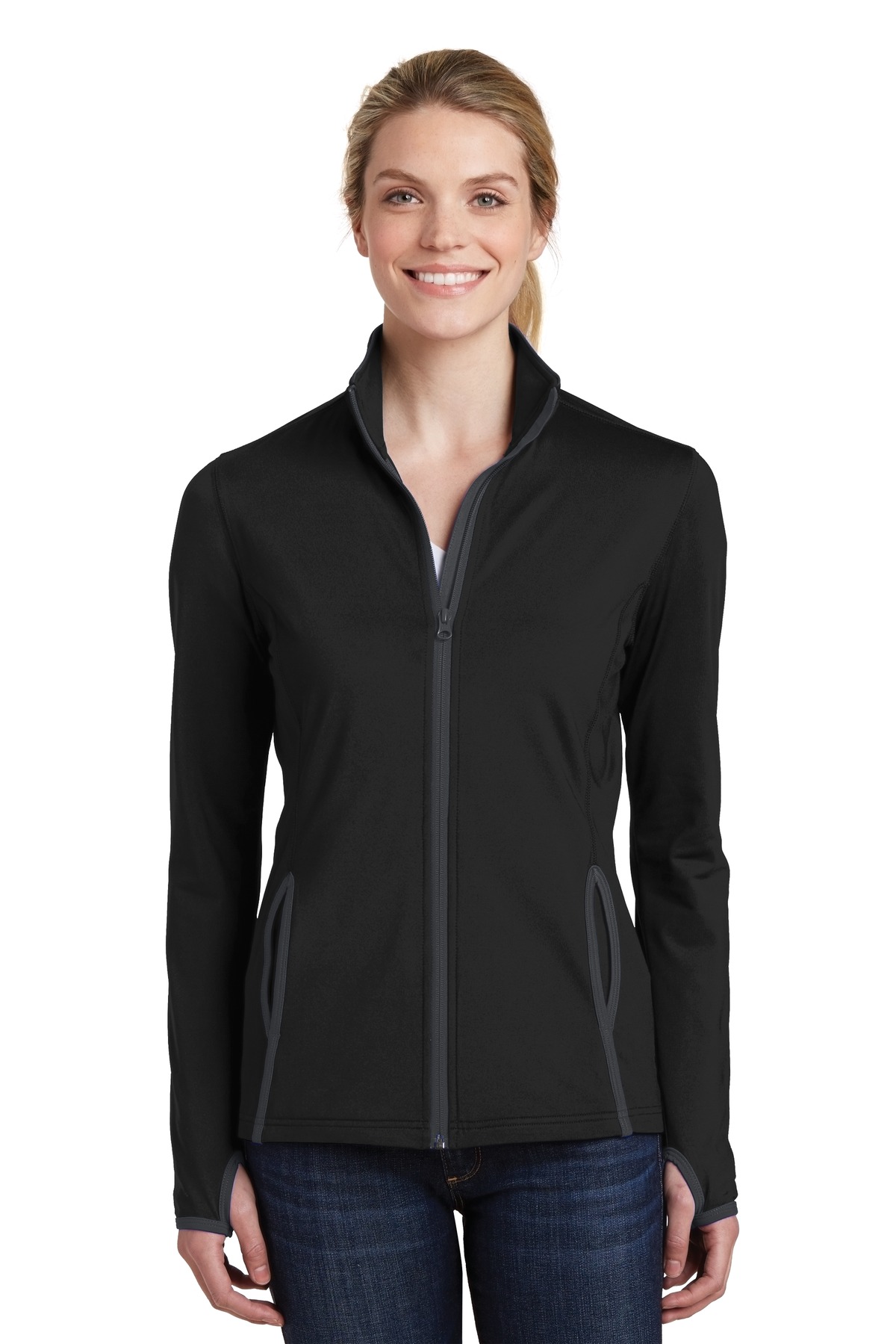 Women's Sport-Wick Stretch Contrast Full-Zip Jacket