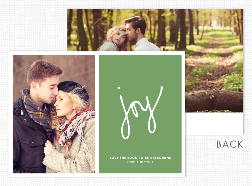 Joy on Green Shimmery Flat Photo Holiday Card 3
