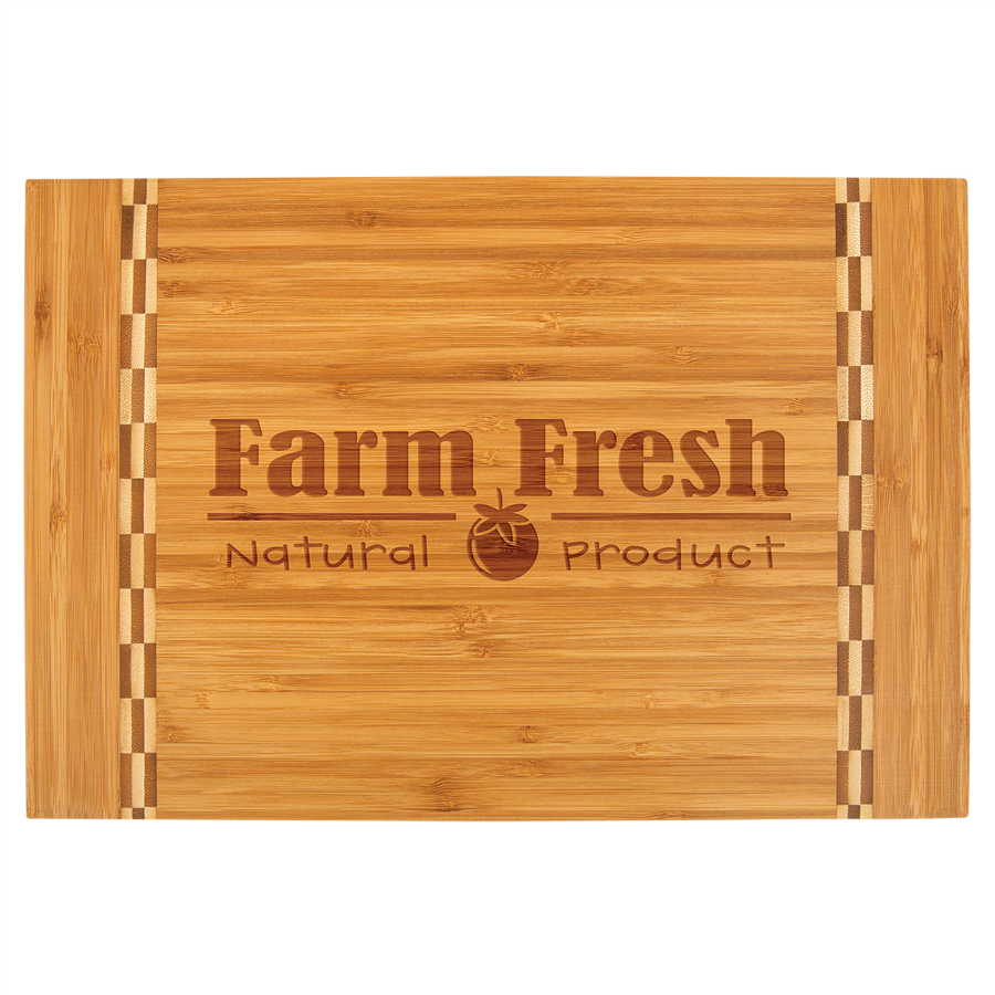 15" x 10 1/4" Bamboo Cutting Board with Butcher Block Inlay 1