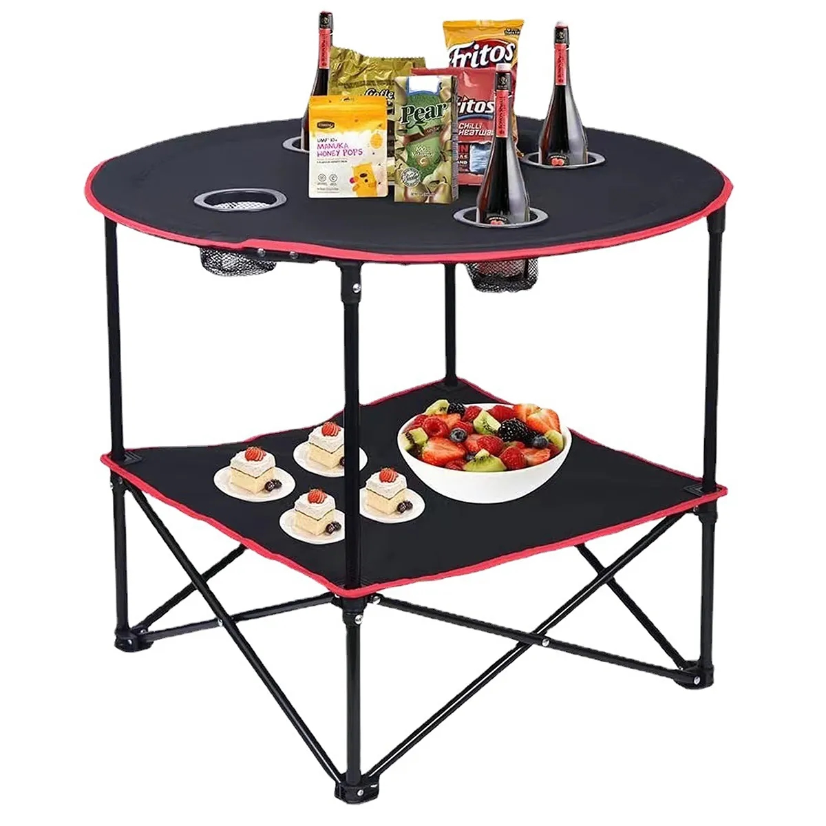 Folding Beach Camping Picnic Table with Cup Holders 2