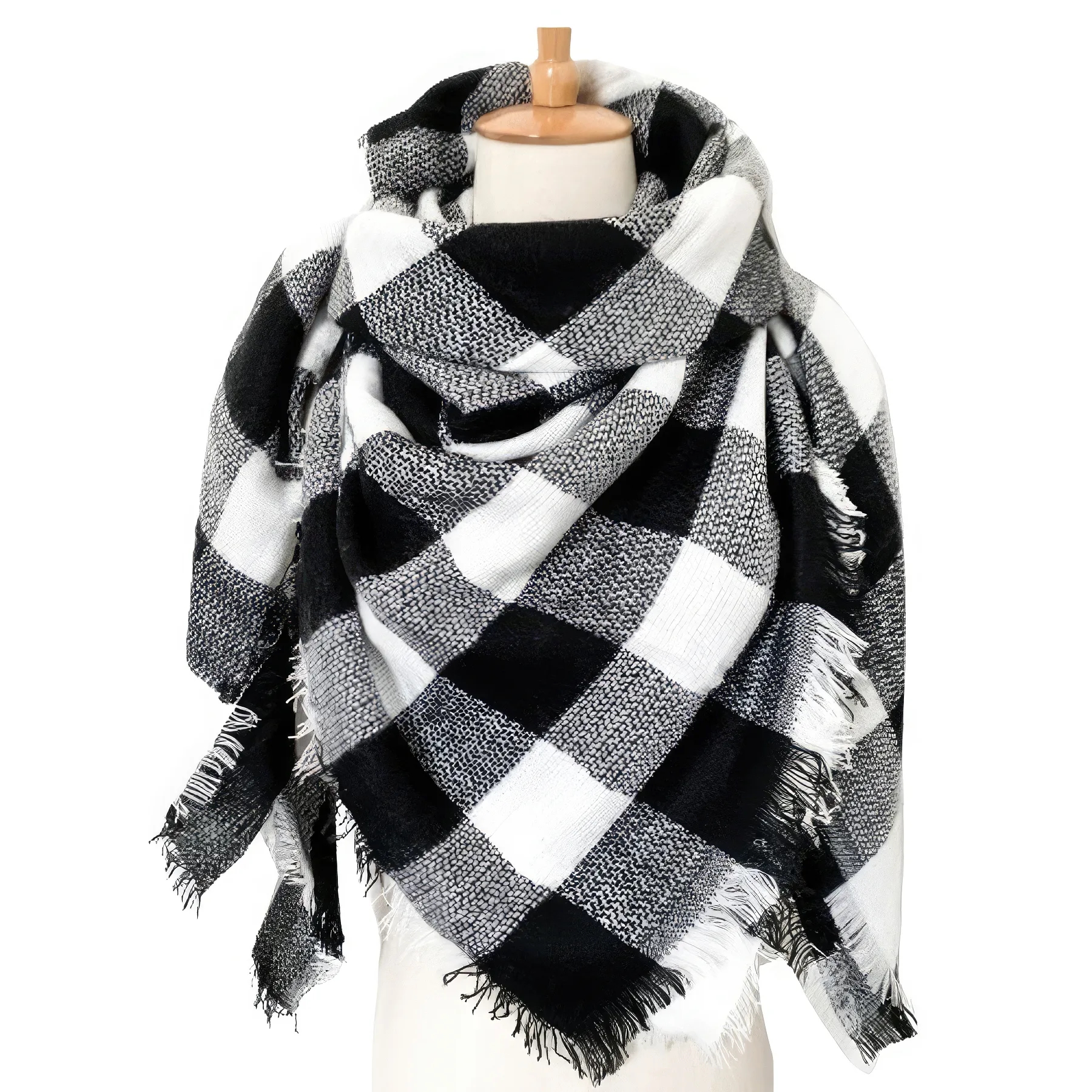 Trendy Plaid Blanket Women Oversized Long Scarves 3