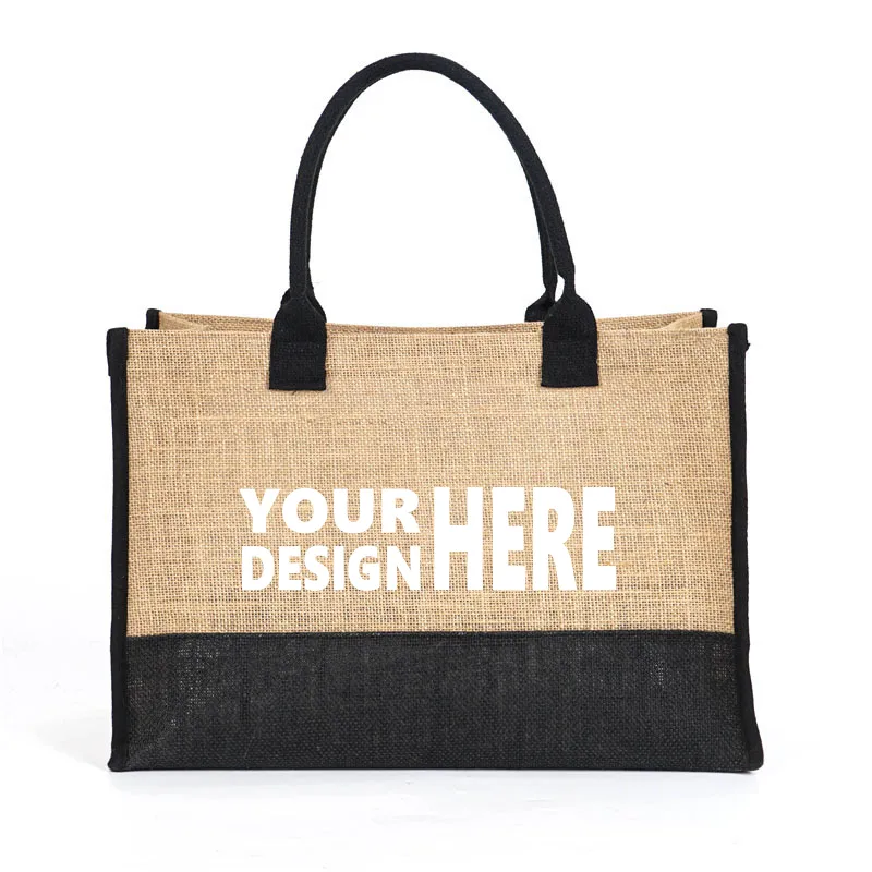 Jute Canvas Tote Bag, custom tote bag with logo imprint 2