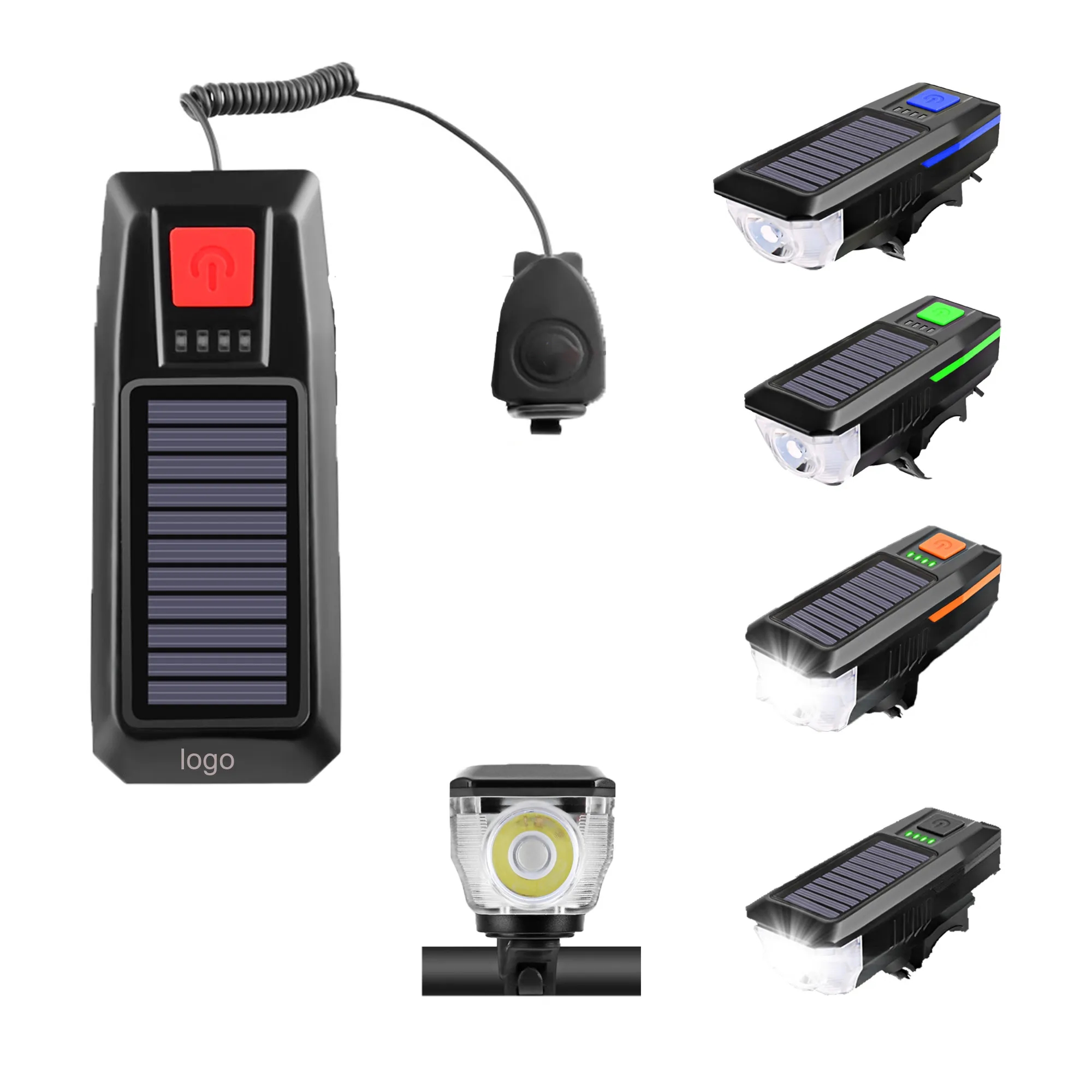 Solar Rechargeable Bicycle Headlight With Horn
