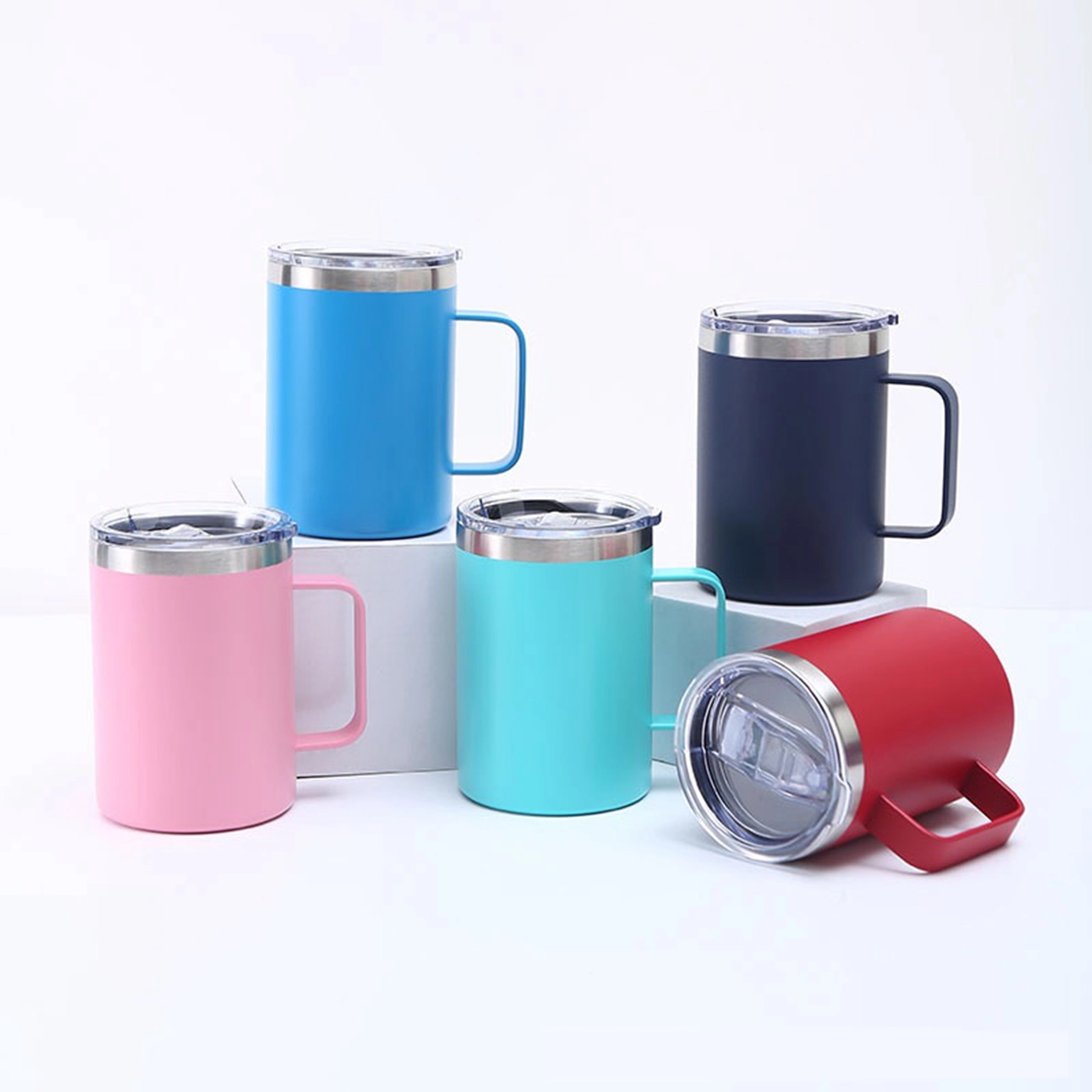 16 Oz. Vacuum Stainless Steel Coffee Mug with Handle & Lid 3