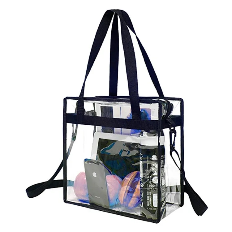 Zipper Closure Clear Tote Bag with Handles Shoulder Strap 5