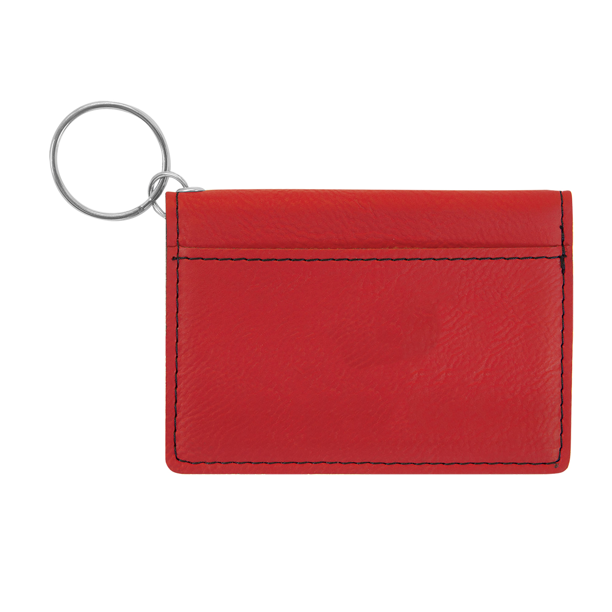 Red Leatherette Keychain ID Holder 1