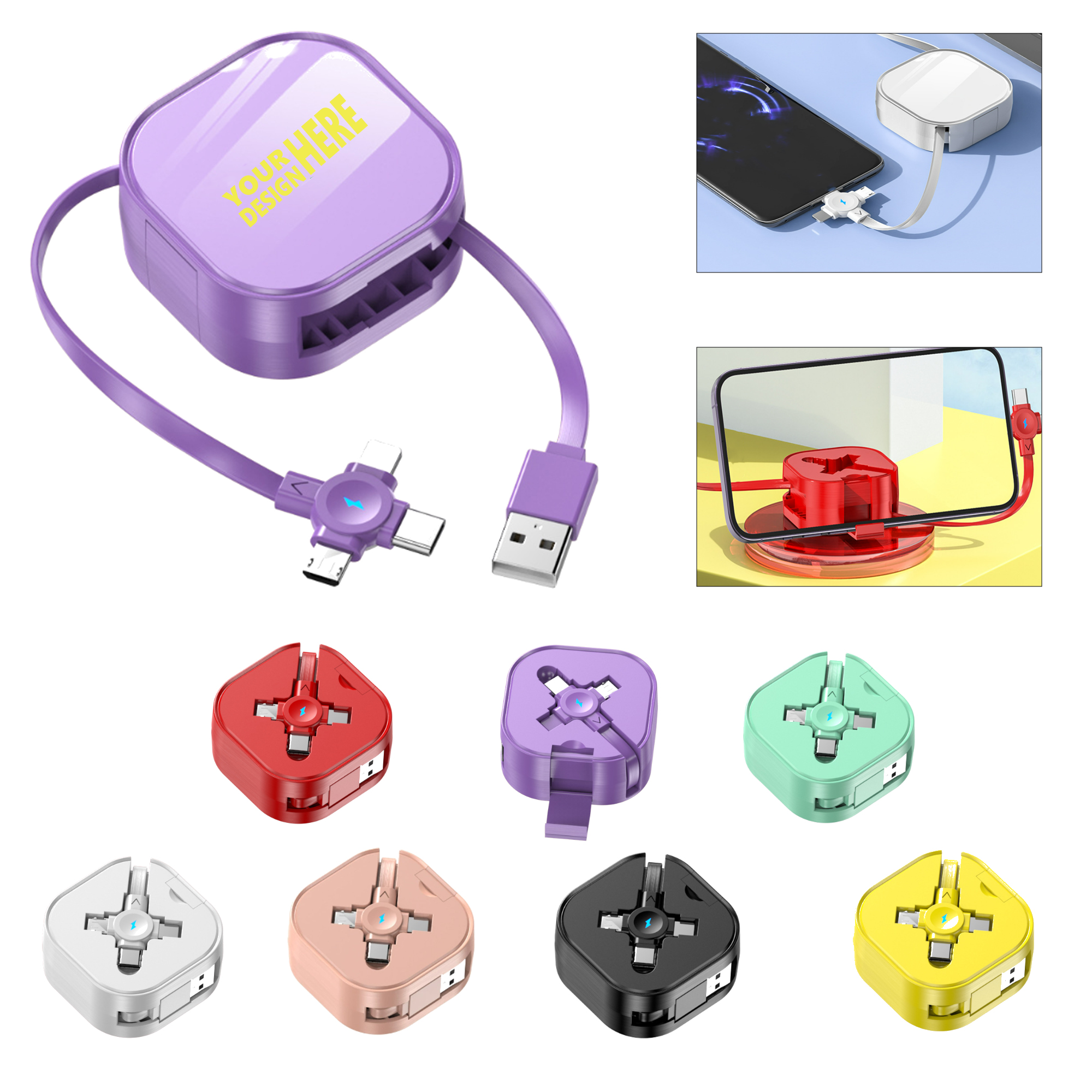3-in-1 Retractable Portable Data Cable 3