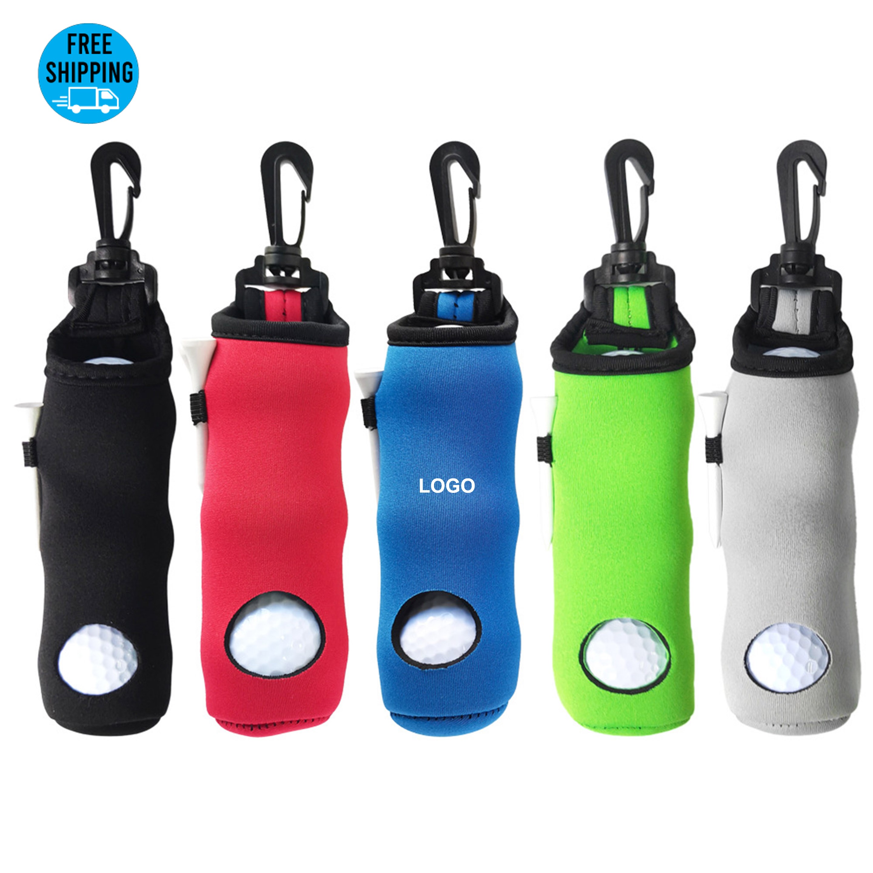 Neoprene Golf Ball Pouch Tee Holder Gift Set 3