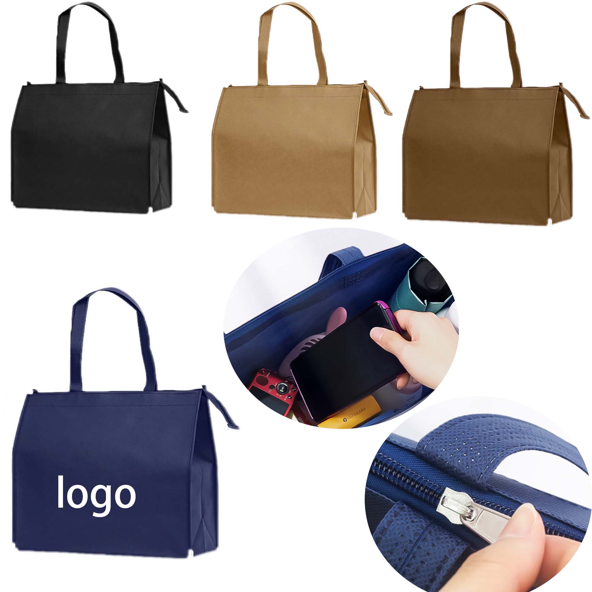 Small Horizontal Zipper Non-woven Bag 2
