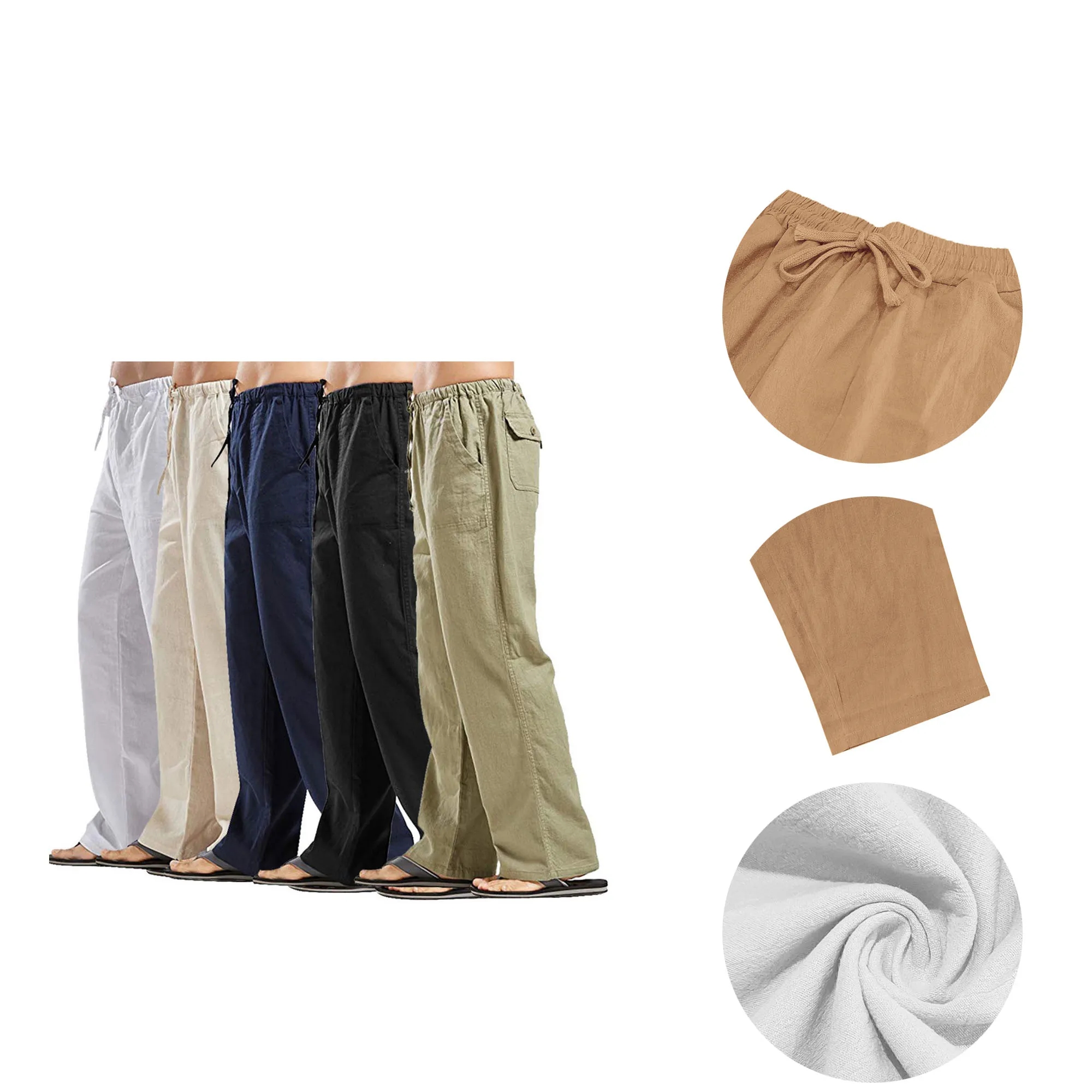 Cotton Linen Slacks  With Logo For Travel, Holiday"