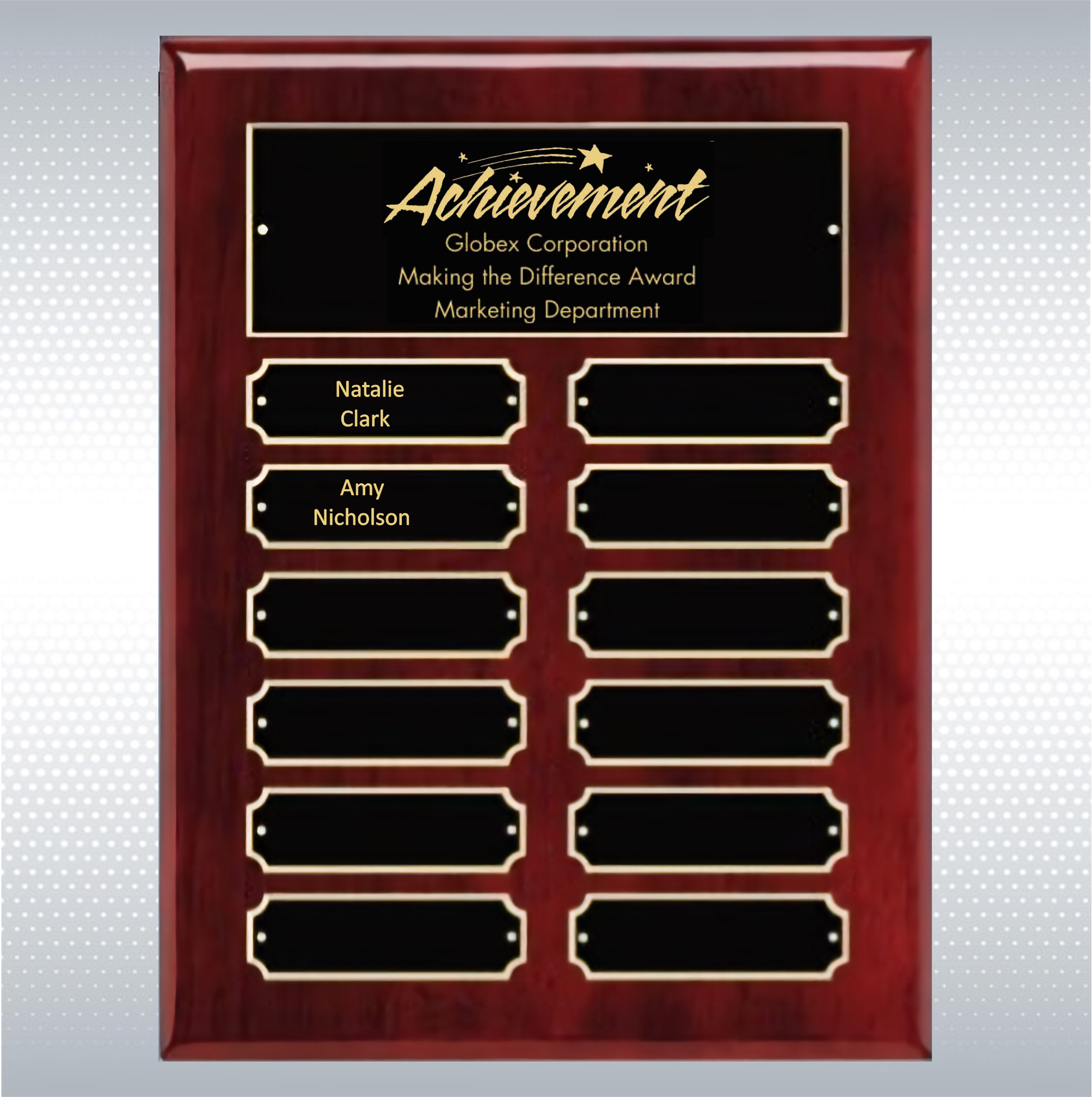Perpetual Piano Finish Rosewood Plaque w/ 12 Plates 3