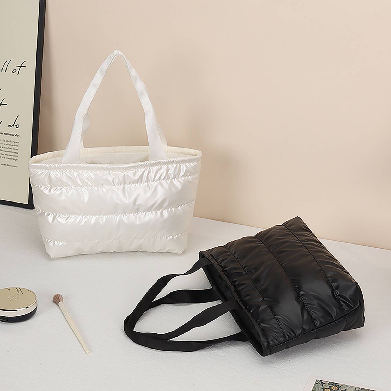custom puffer tote bag, custom tote bag with logo imprint 5
