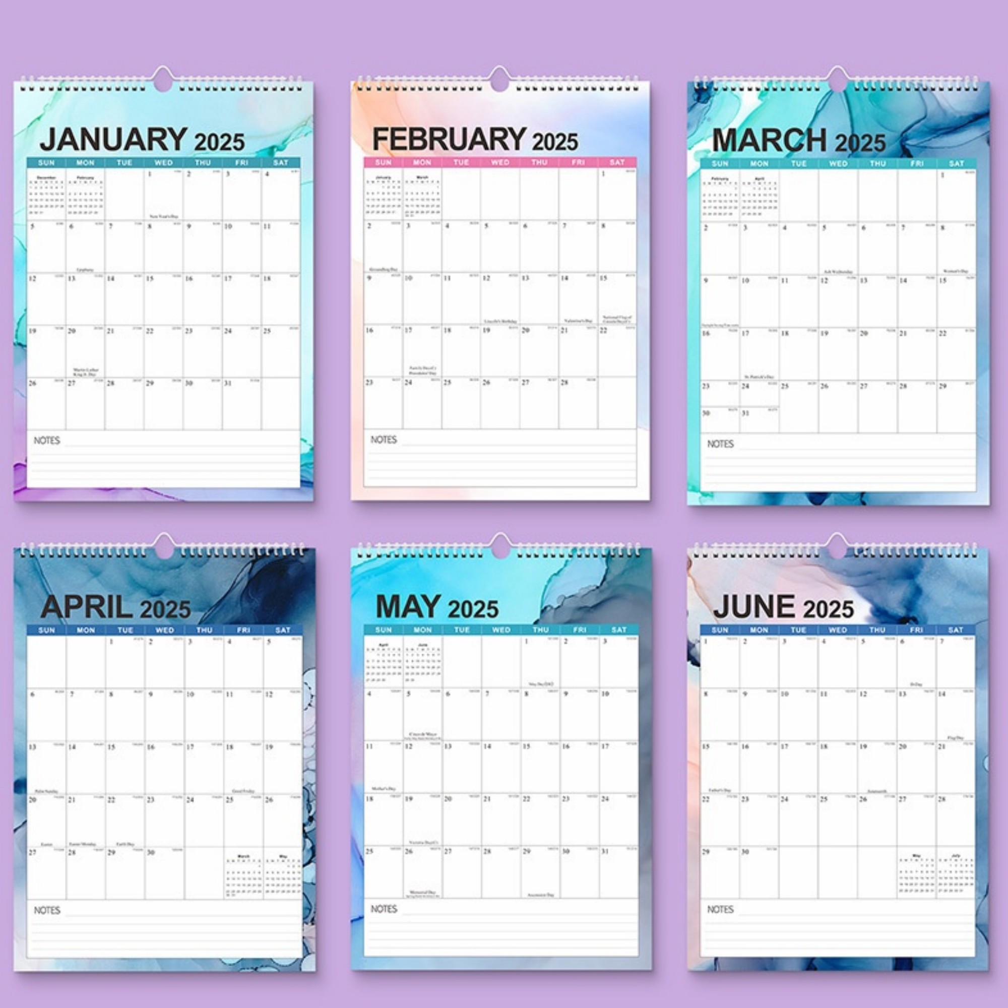 18 Months 17"*12" Dyed Wall Calendar From Jan 2025 To June 2026 4