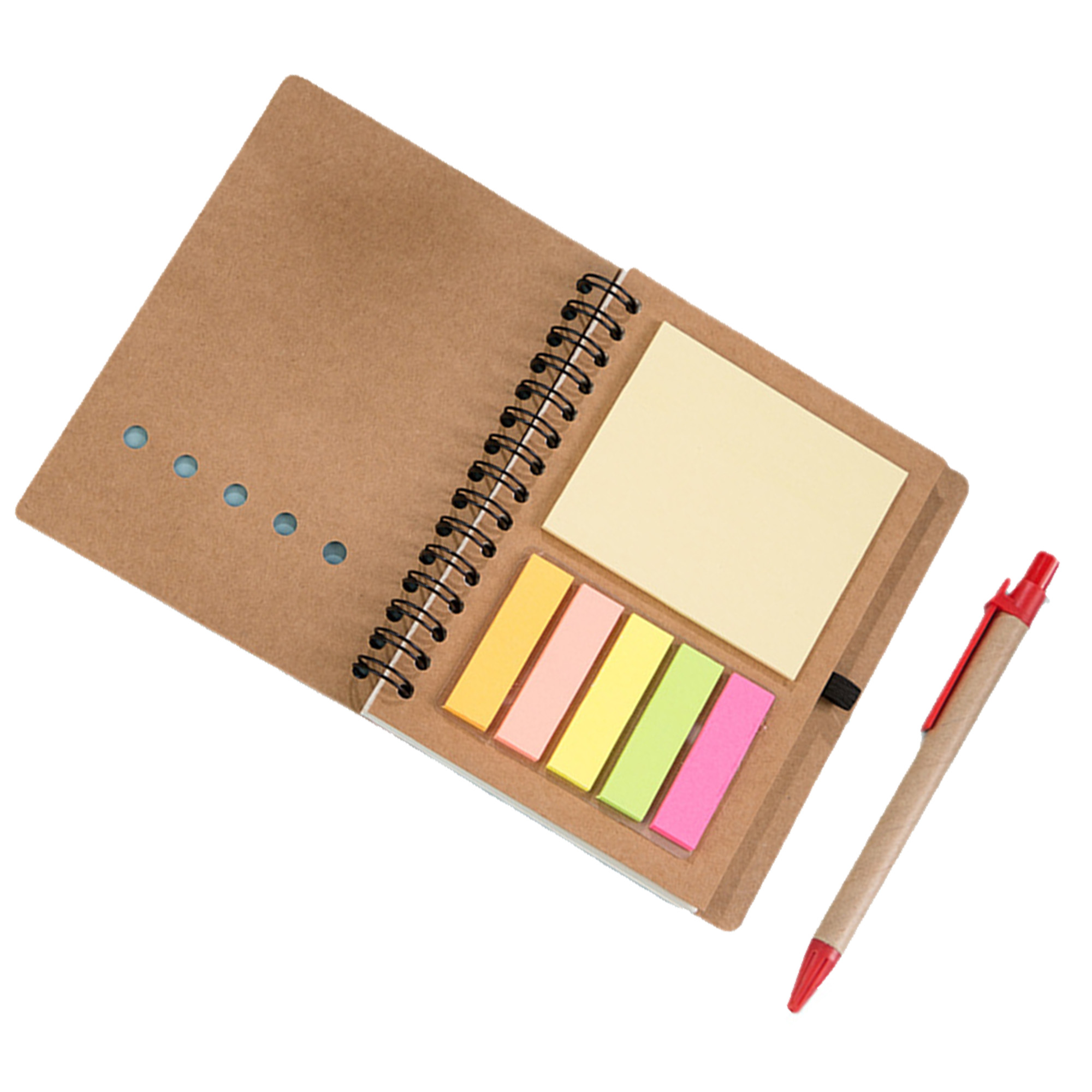 Customizable Multi-Functional Kraft Paper Cover Notebook with Pen & Sticky Notes 2