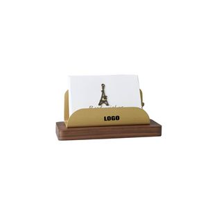 Premium Business Card Holder With Brass Stand And Sturdy Wood Base 7