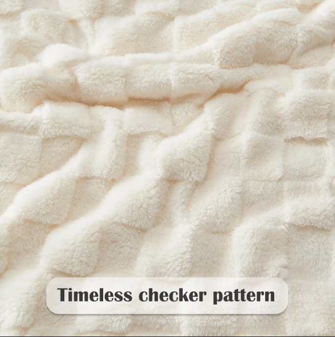 Flannel Fleece 3D Checkered Lightweight Bed Blanket 3