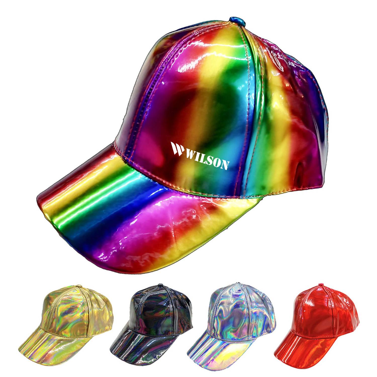 Colorful patent leather baseball cap