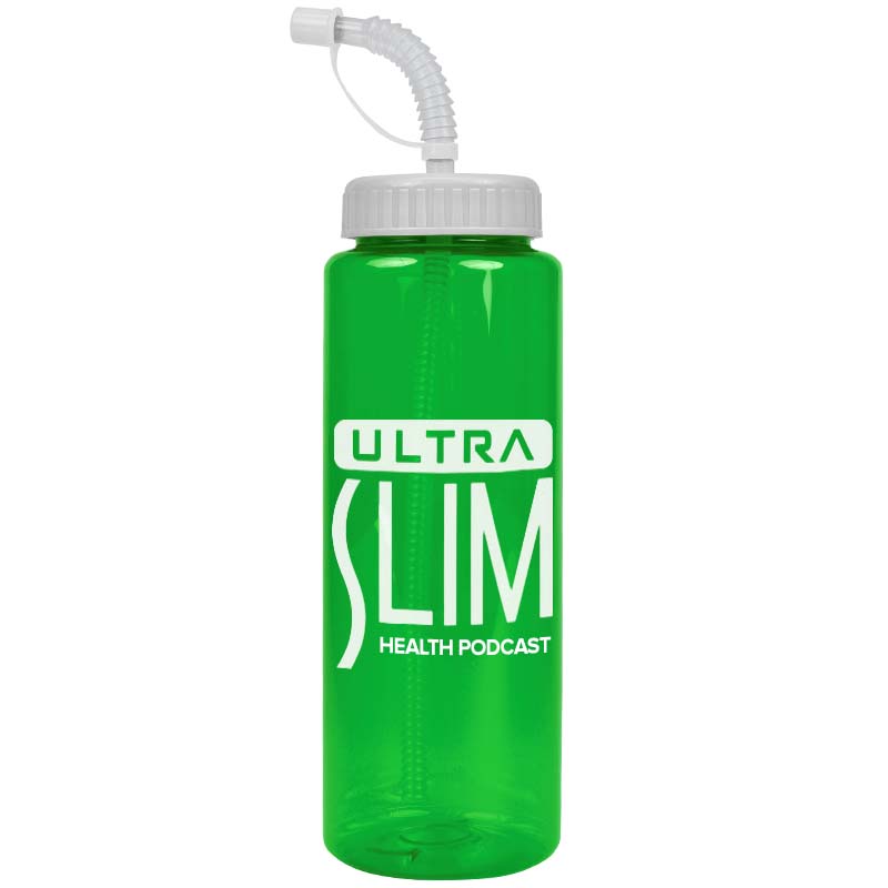 The Guzzler - 32 oz. Transparent Bottle with Straw 2