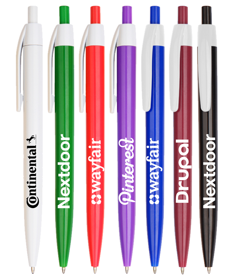 Lincoln Colored Barrels w/ White Trim Click Pen 1