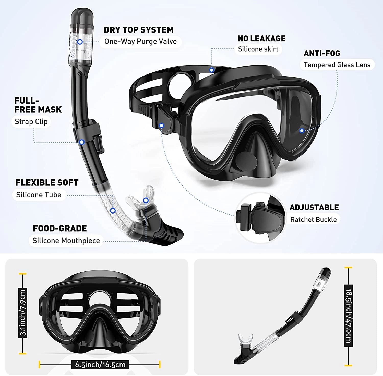 Premium Dry Top Snorkel Set 6