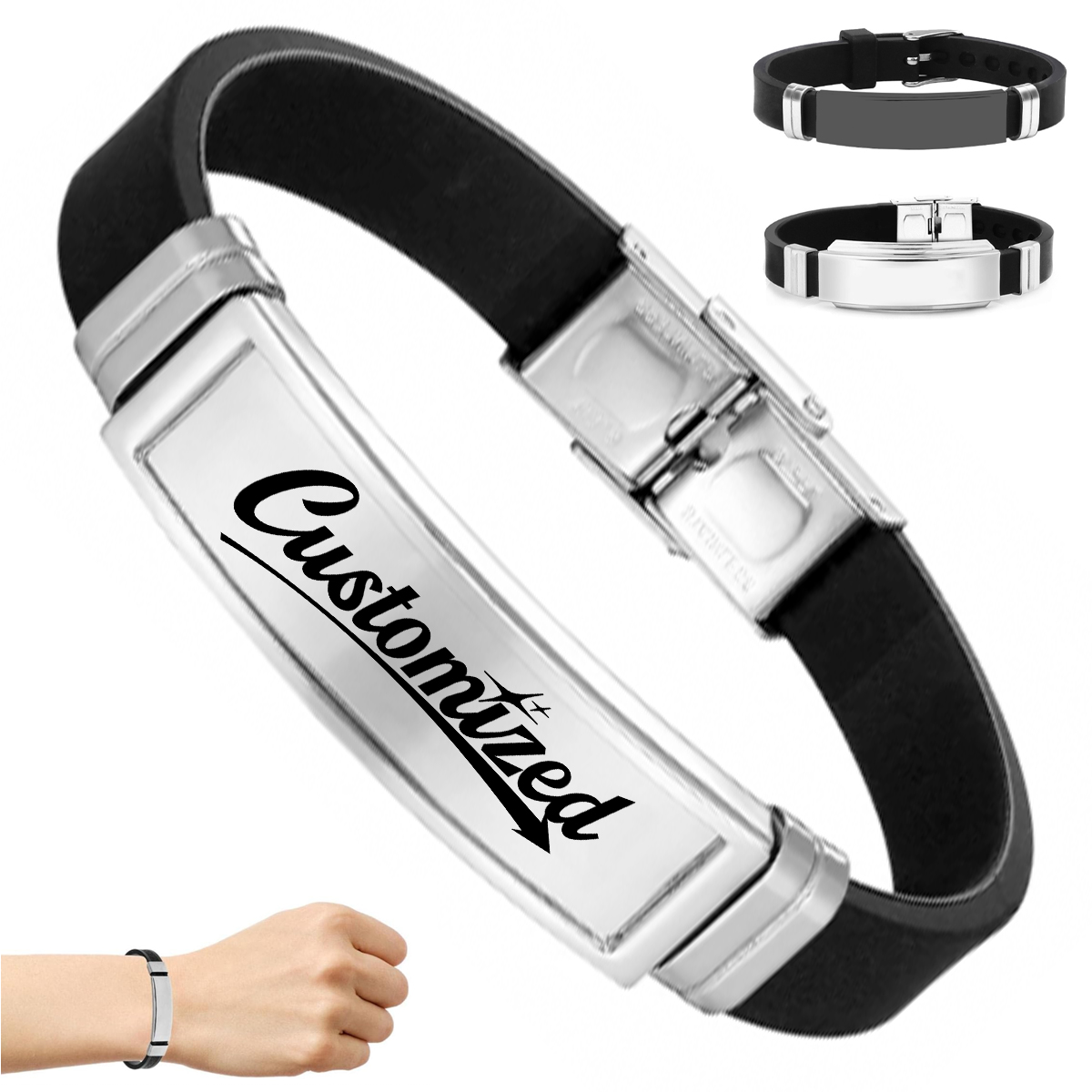 Stainless Steel Silicone Bracelet Custom Wristband 2