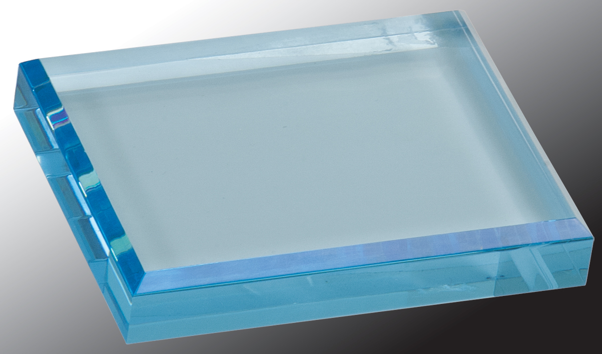 4 1/2" x 3 1/2" Blue Acrylic Paperweight Award