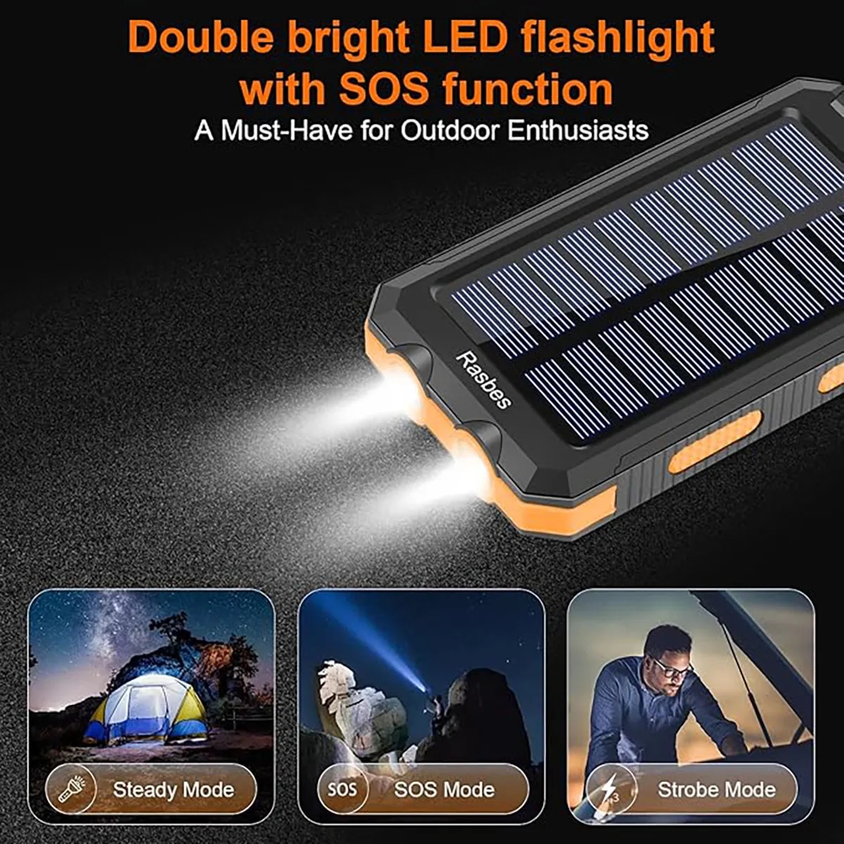 Portable Solar Charger Power Bank 10000mAh 5