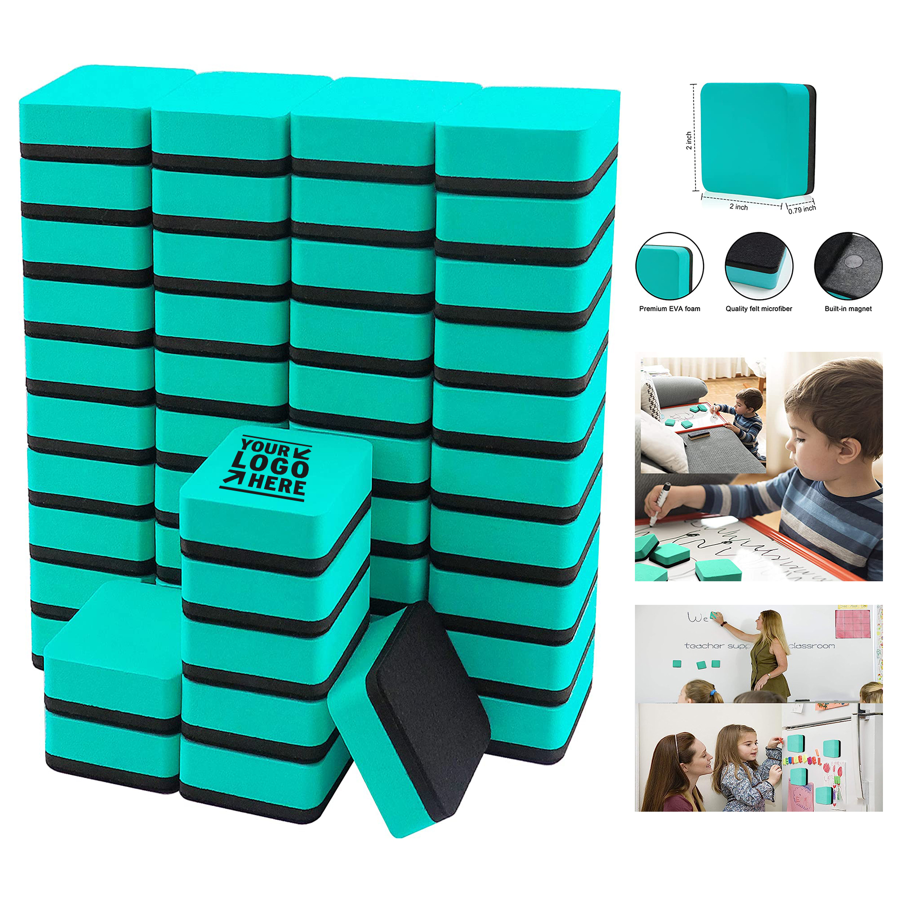2 x 2 x 0.75 Inches Magnetic Whiteboard Mini Dry Erase Eraser