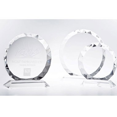 GEM-CUT CIRCLE CRYSTAL WITH BASE