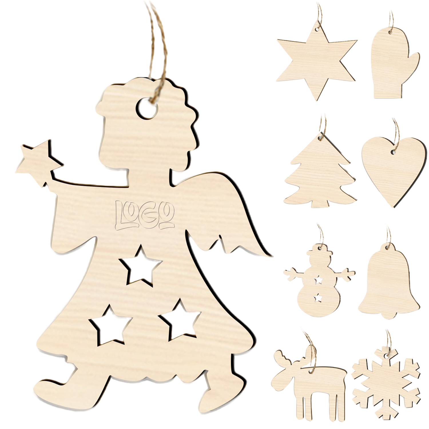 10Pcs Wooden Christmas Ornament Set 5
