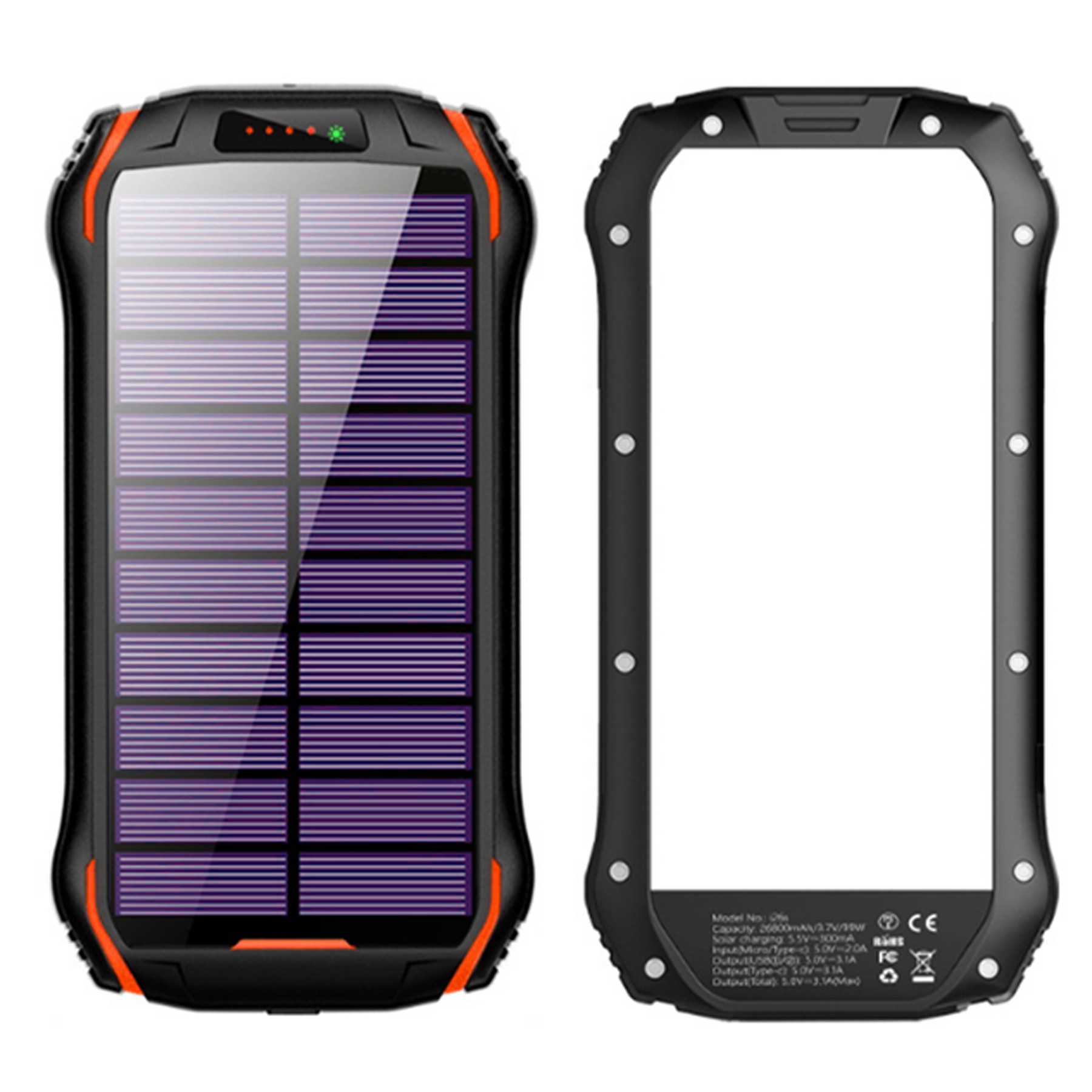 20000Mah Waterproof Solar Power Bank Flashlight 2