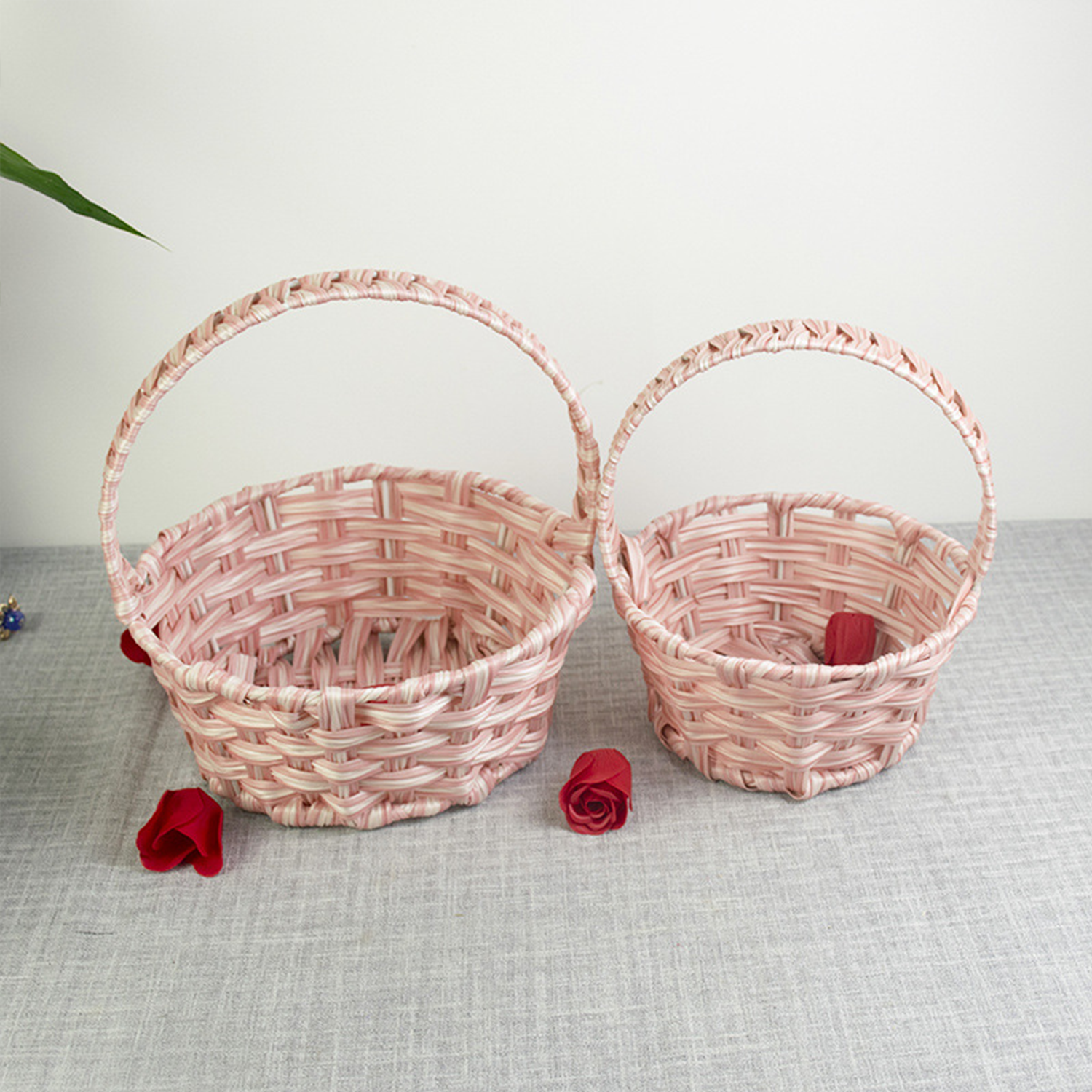 Rustic Style Small white Children Handheld Flower pvc Basket 3
