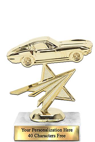 Trophy: 7", 2x3 white marble base, Corvette Gold U 2