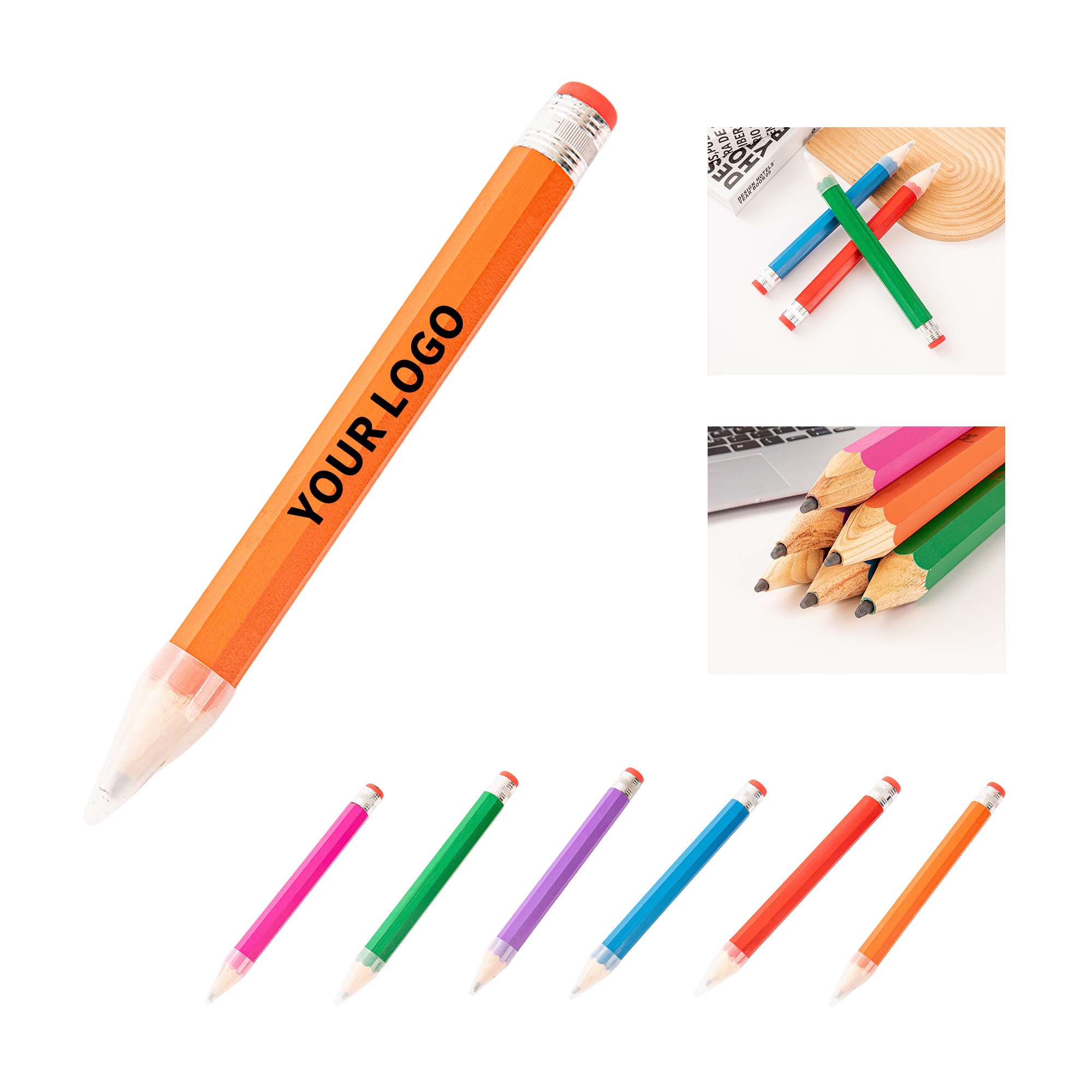 Hexagonal Wood Golf Pencil With Eraser 13.4" Length X 1.1" Width 6