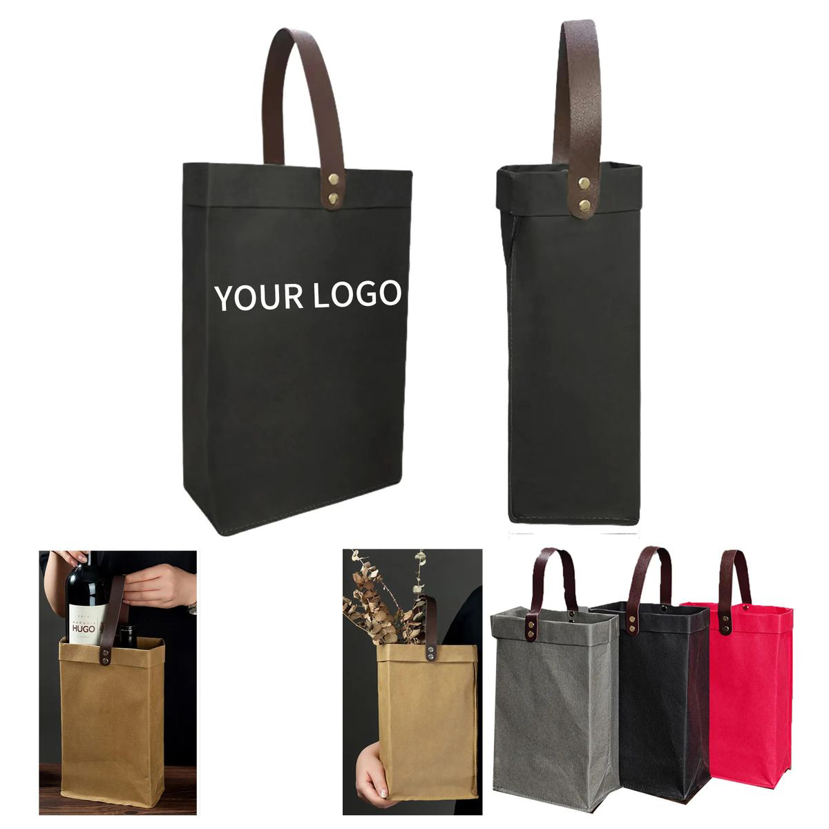 Washable Kraft Paper Wine Bag for Daily Use 7