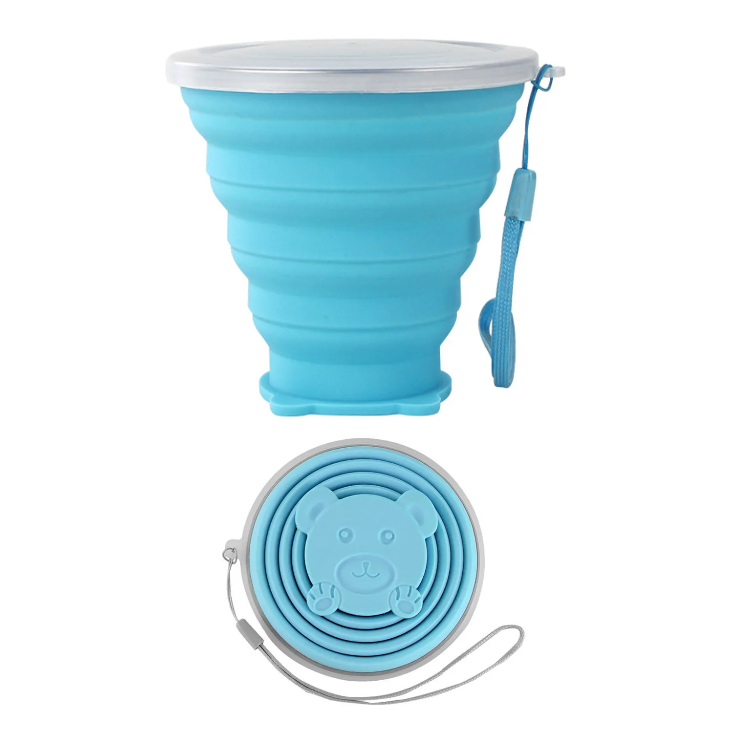 Silicone Folding Camping Reusable Portable Cup with Lids 2