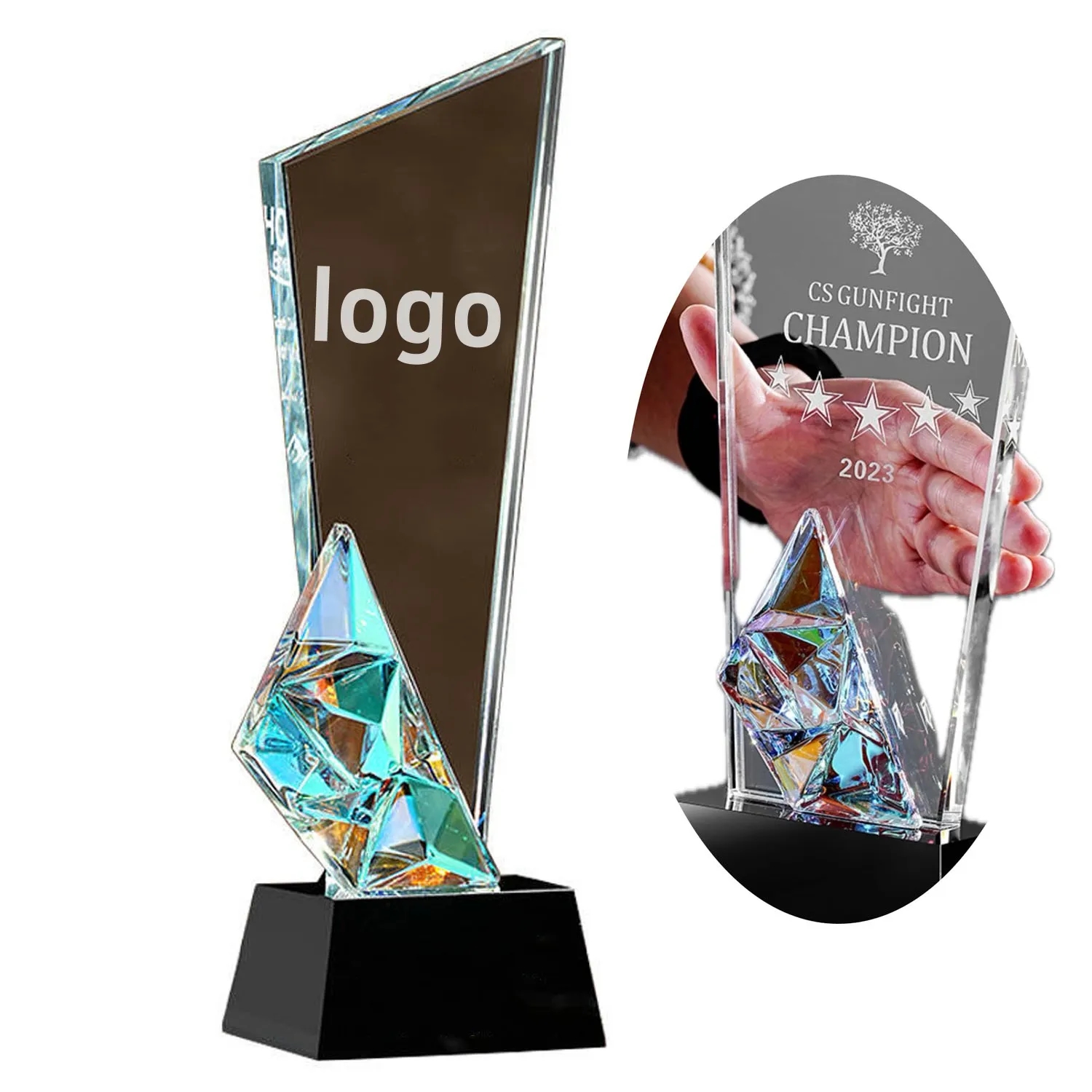 Customized Crystal Trophy Awards Glass Souvenir Gifts 3