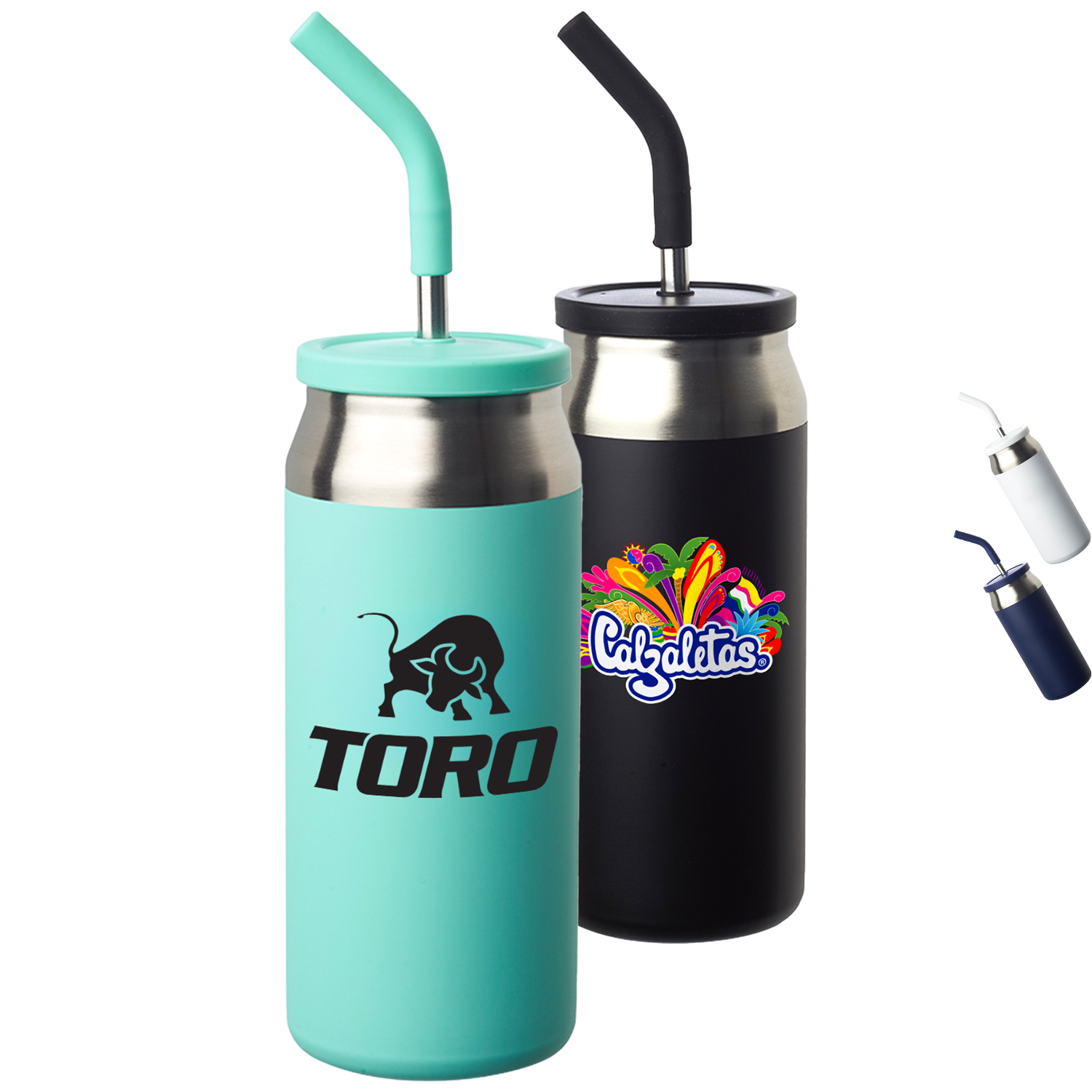 22 oz Can-Shaped Sydney Tumbler with Straw and Silicone Lid 2