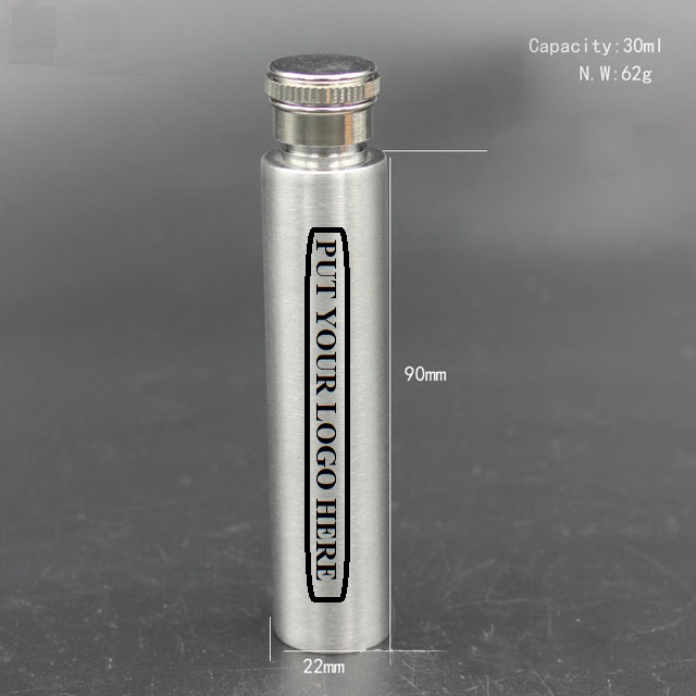 Stainless Steel Round Tube Hip Flask 1oz 2