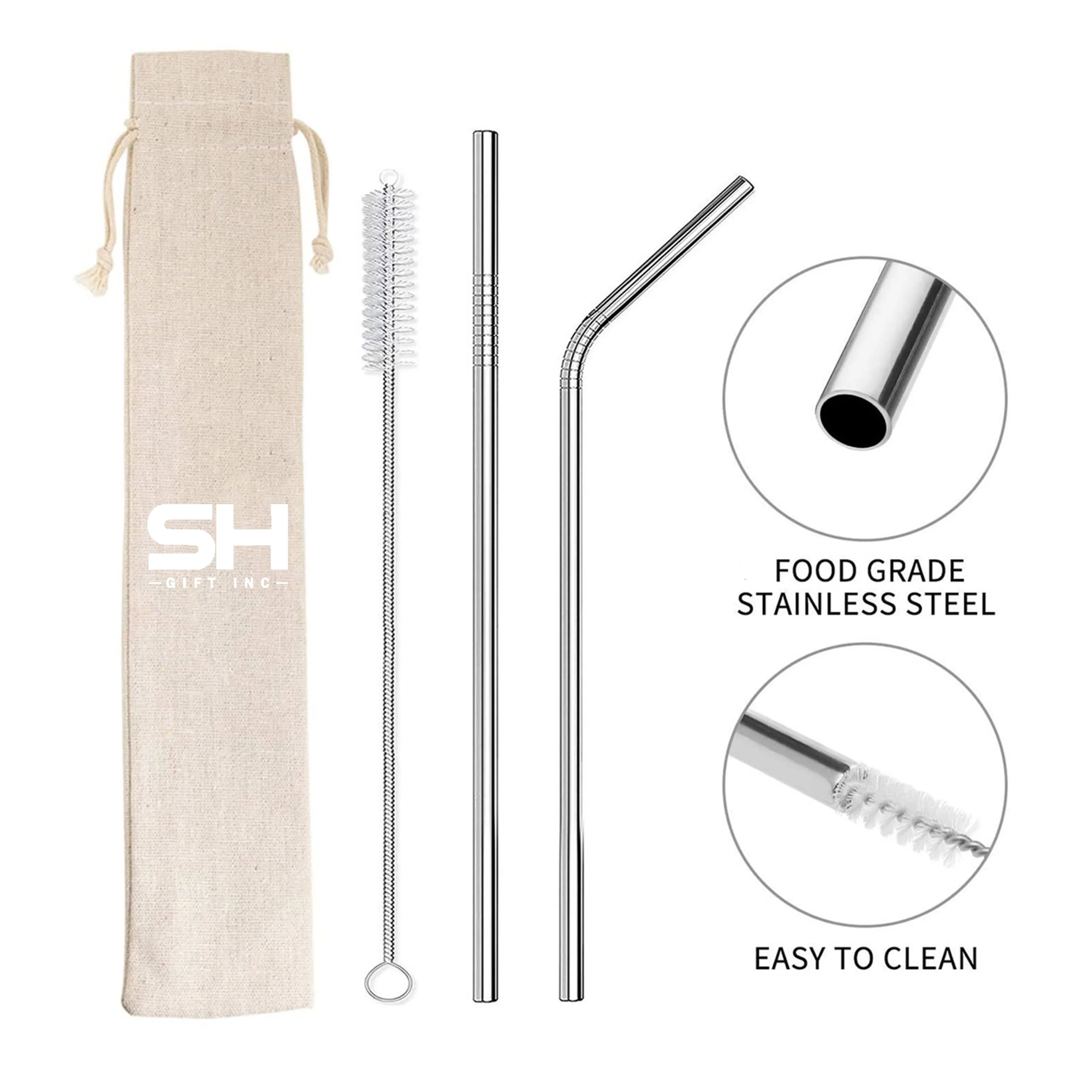 Reusable Drinking Steel Straws And Brush Suit 1