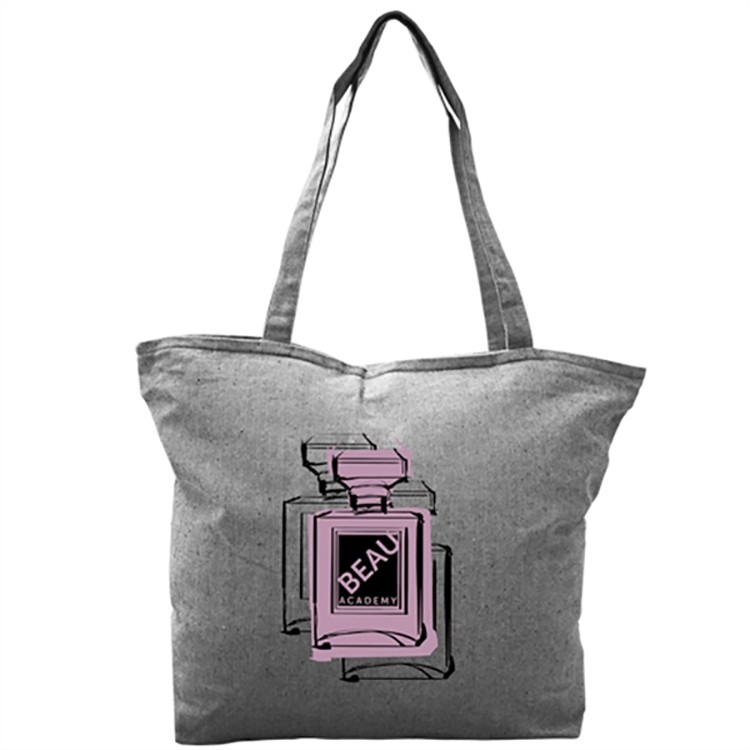 Super Sale- Zippered Top Grey Tweed Cotton Tote 3