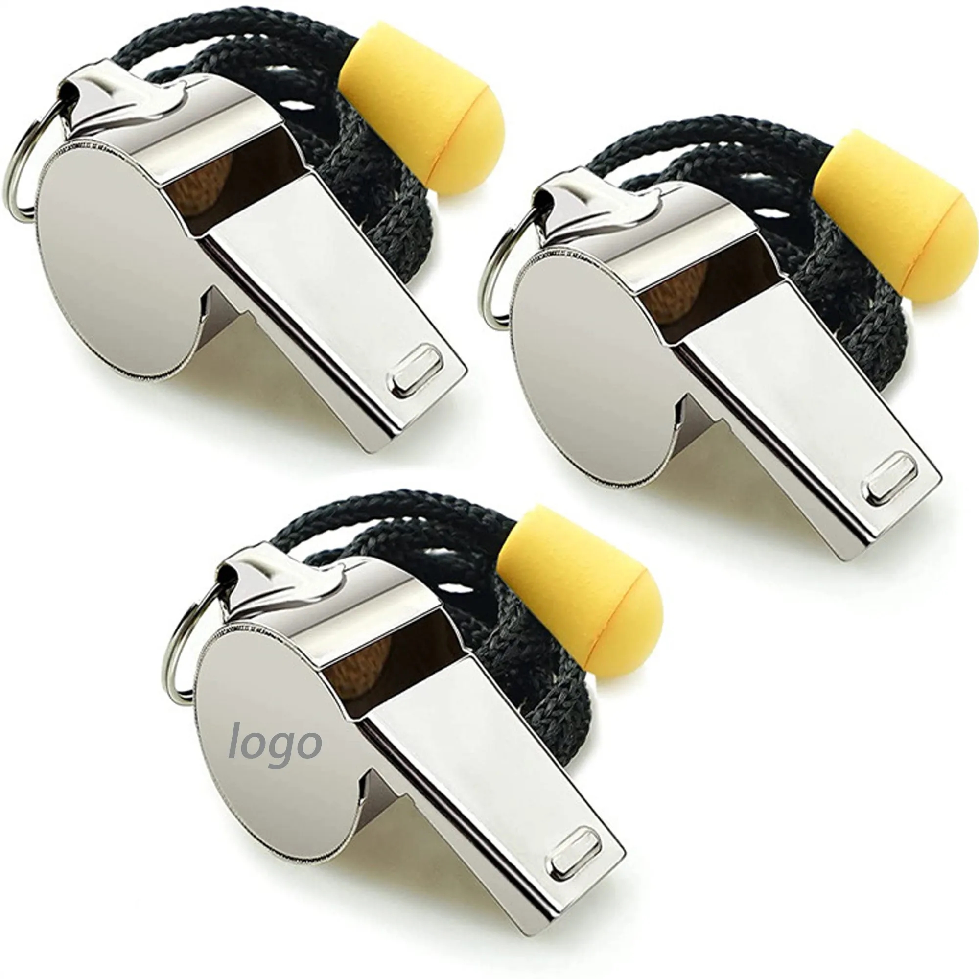 MOQ 50PCS Stainless Steel Whistle With Lanyard 3