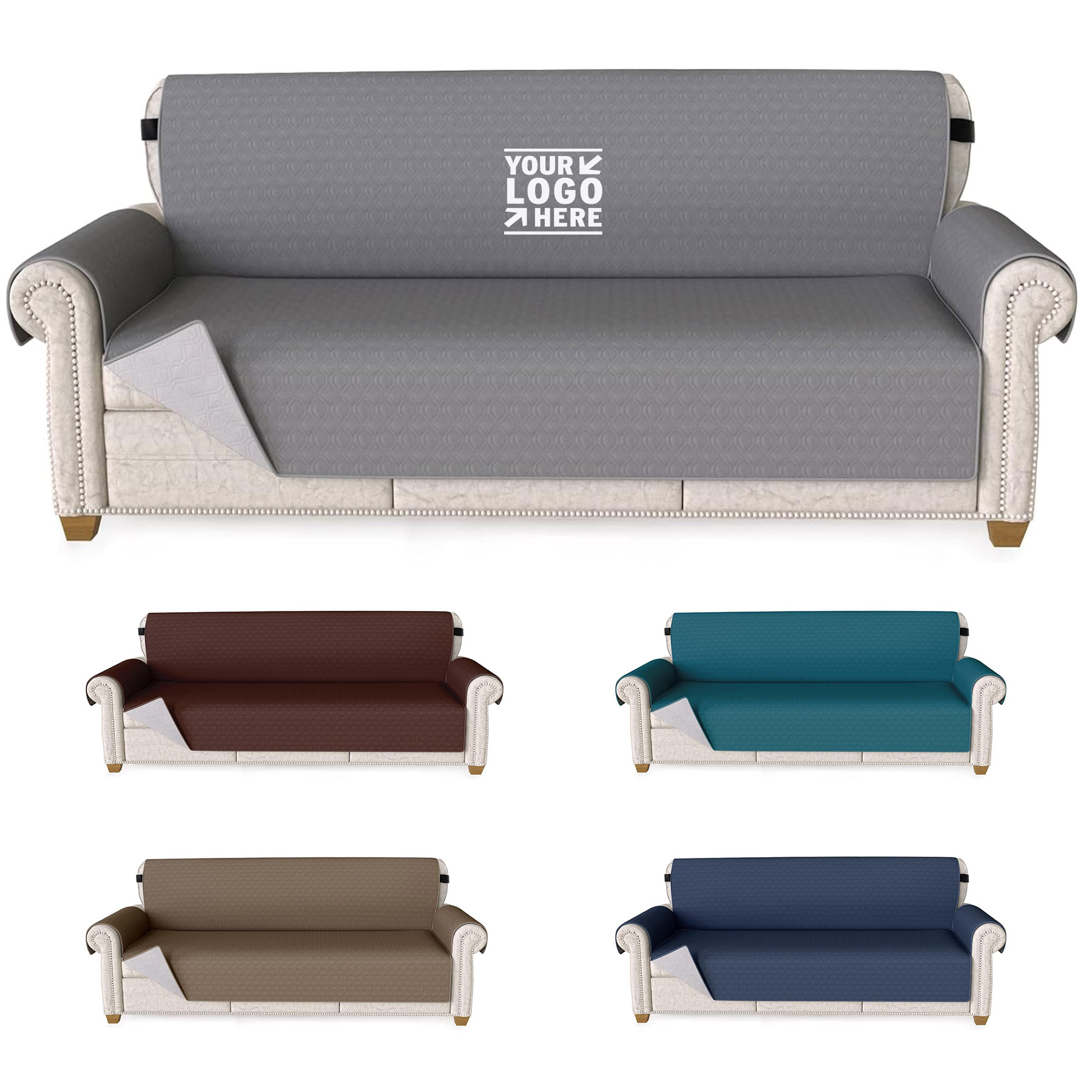Chair Cover Water Resistant Sofa Slipcover Furniture Protector with Elastic Straps Non Slip Foam 2